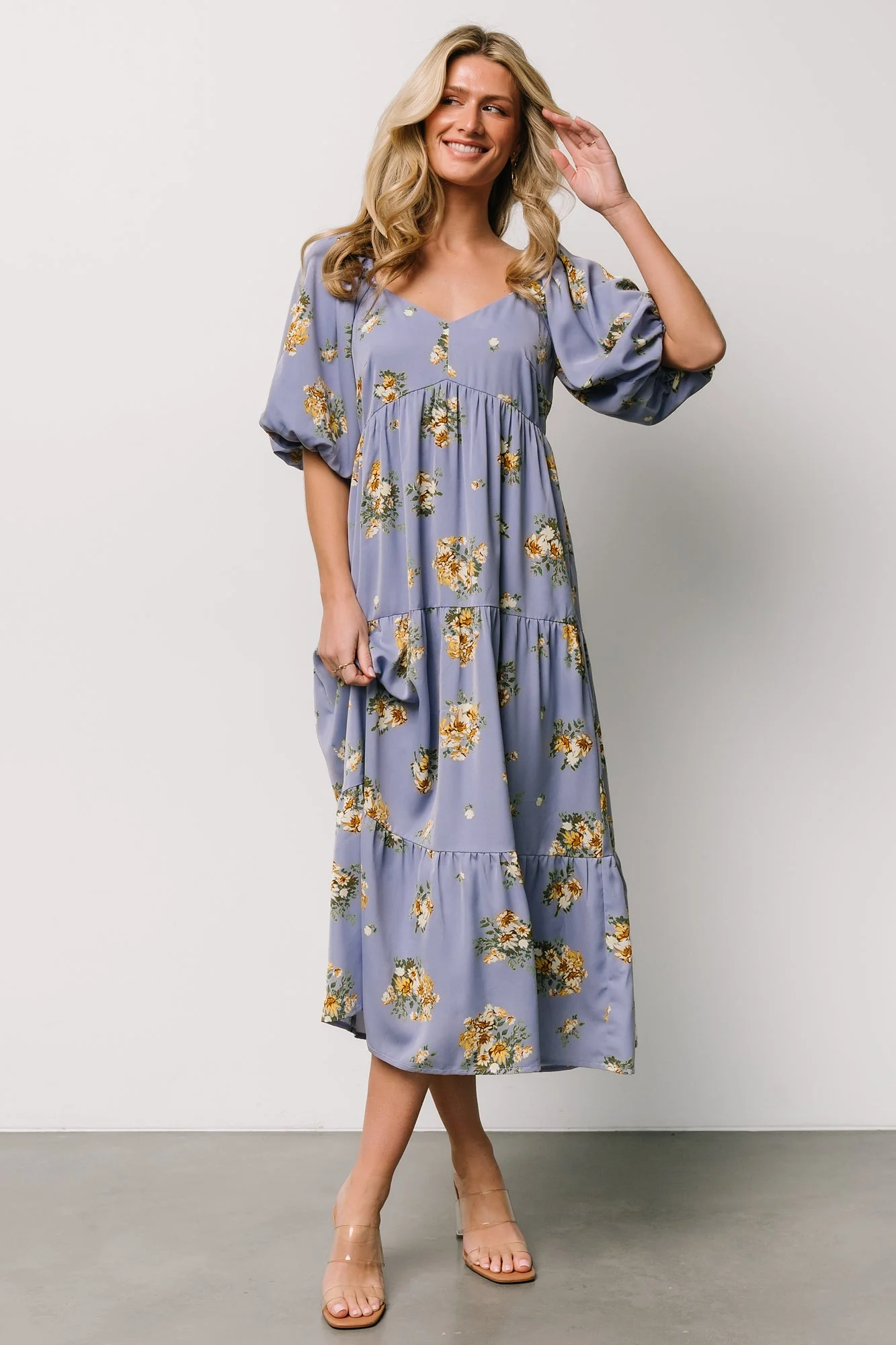 Judith Dress | Blue + Golden Floral