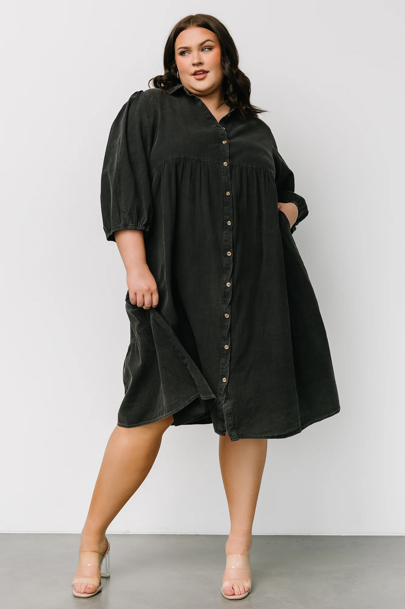 Sari Babydoll Dress | Washed Black