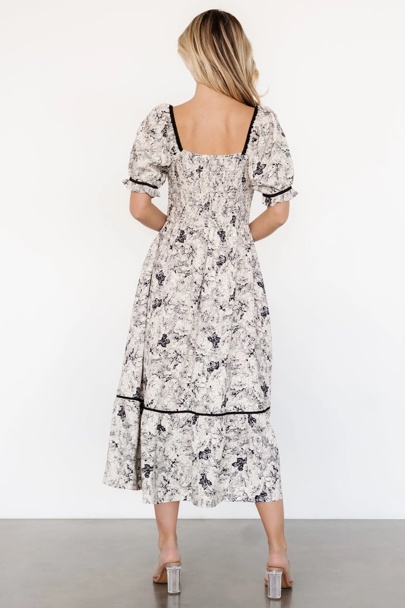 Mariana Midi Dress | Cream + Black Floral