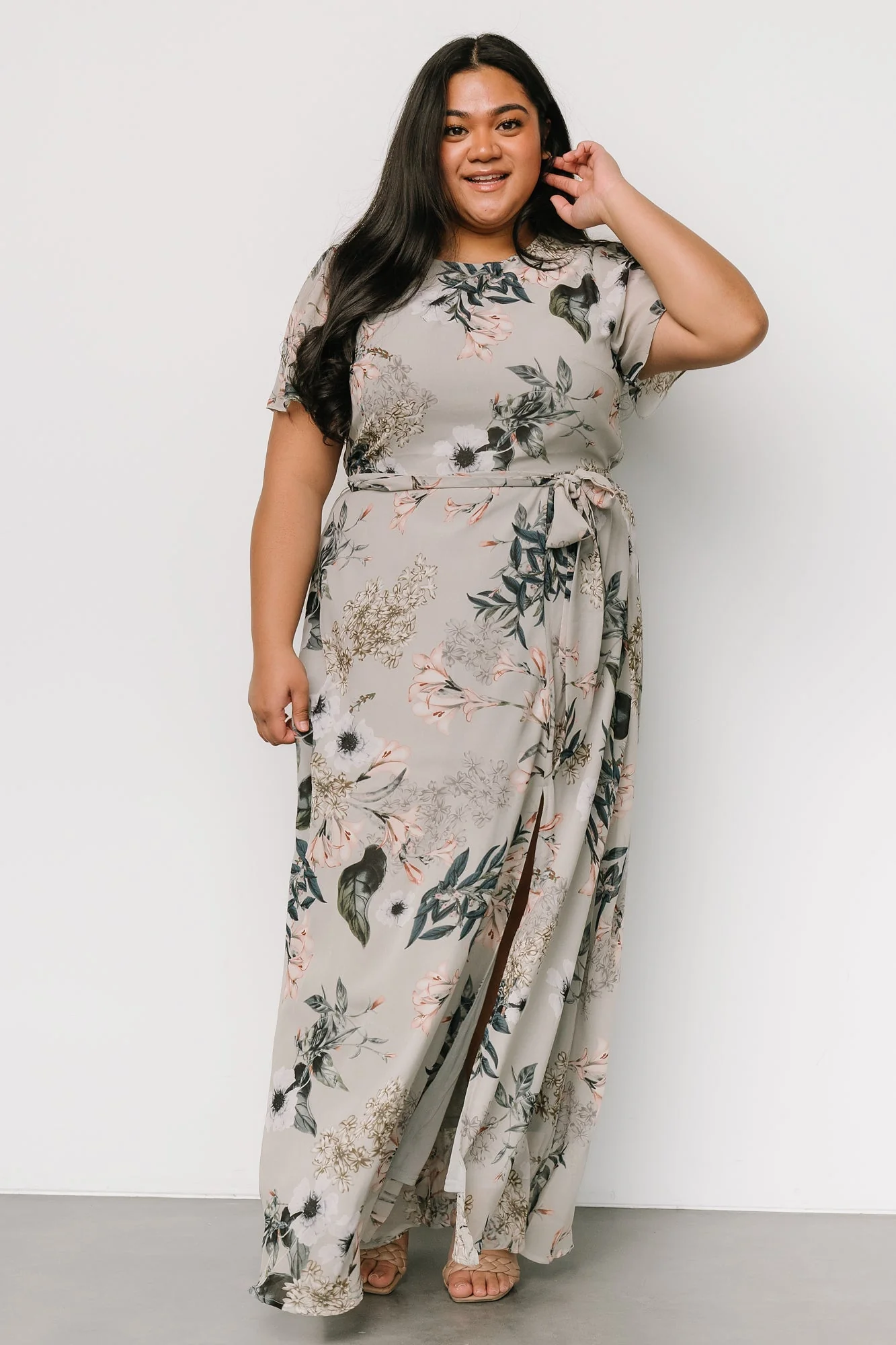 Naomi Short Sleeve Maxi Dress | Pale Blue Floral