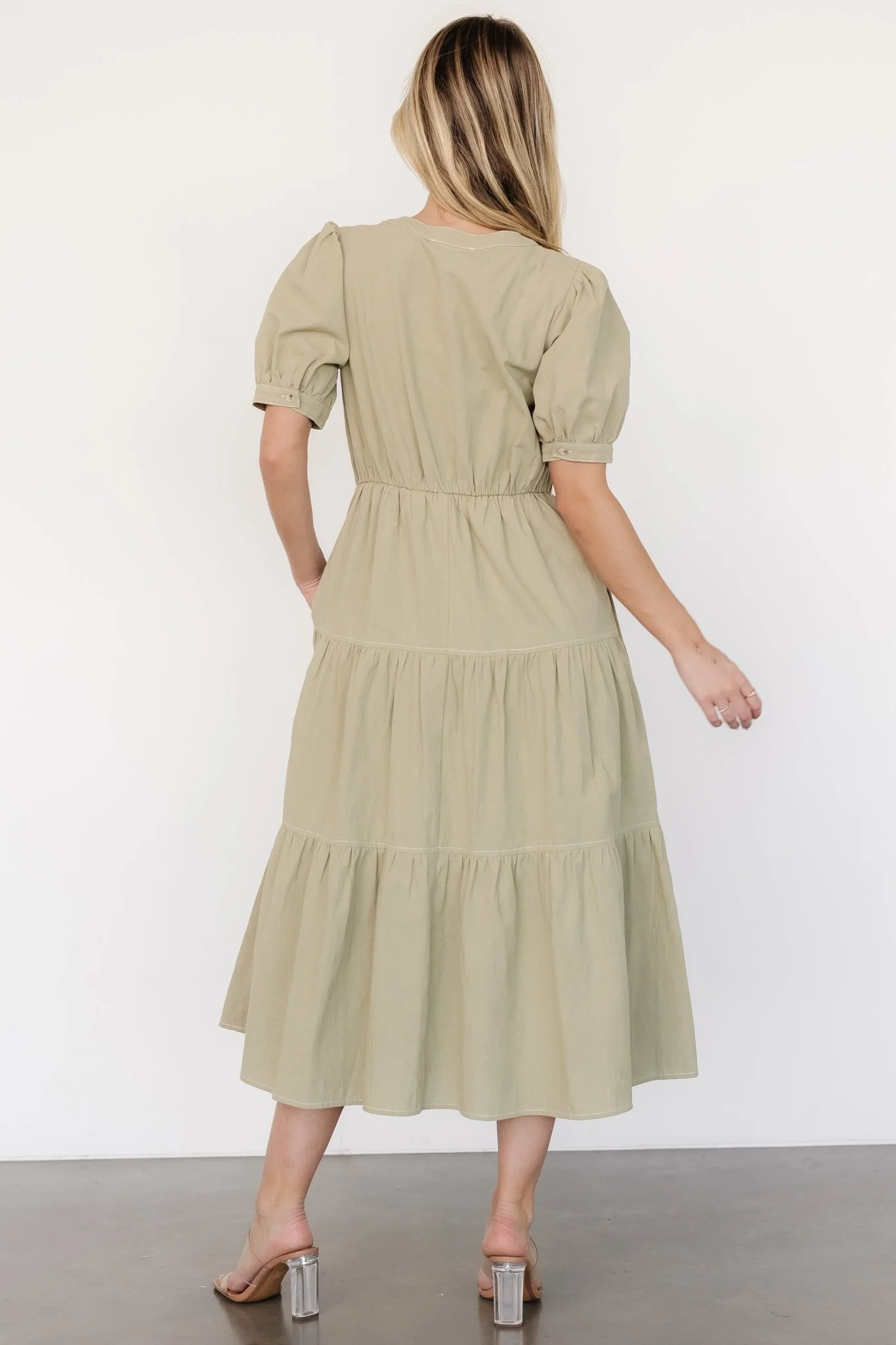 Shelby Button Top Dress | Sage Green