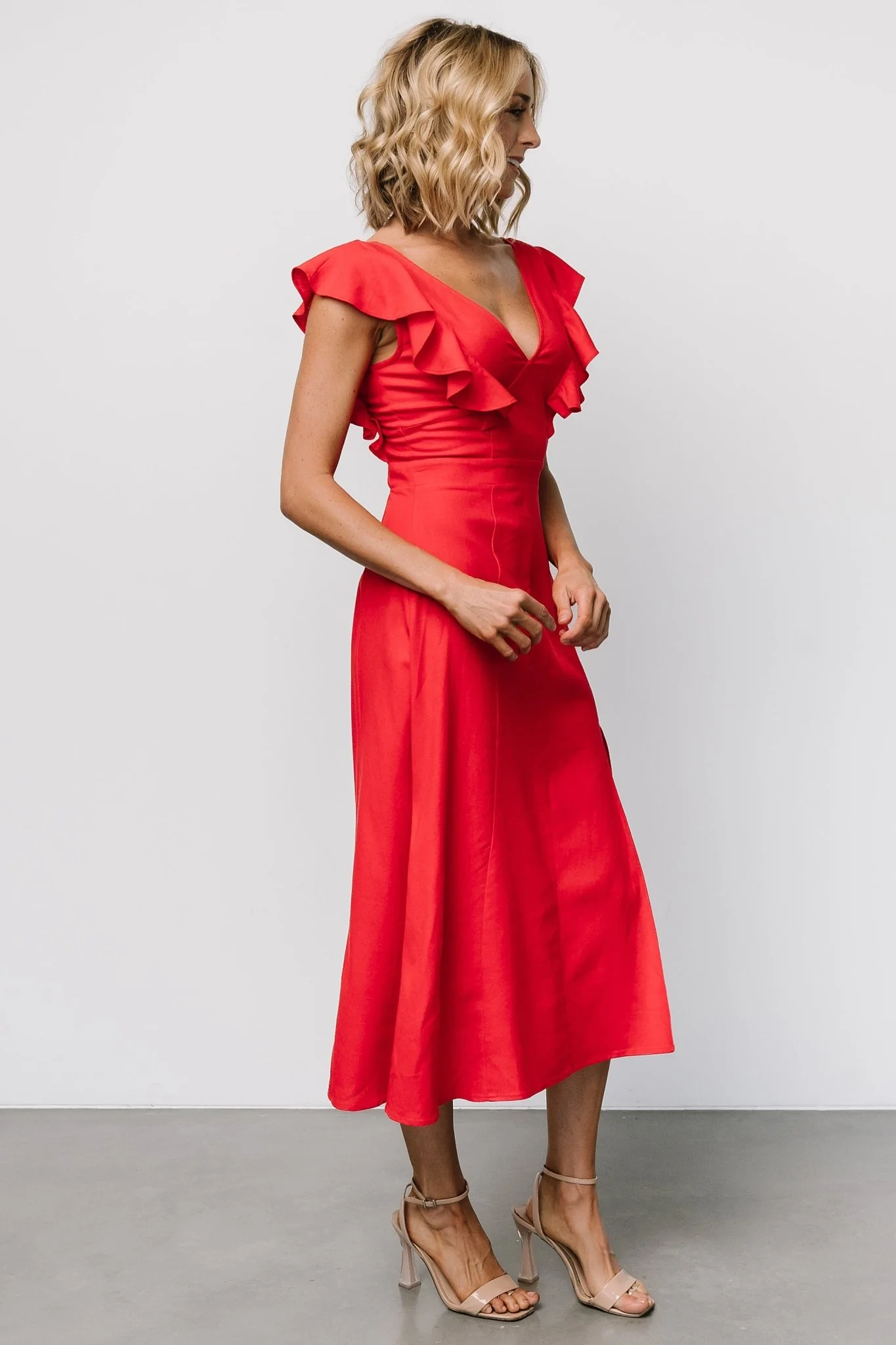 Elena Midi Dress | Red