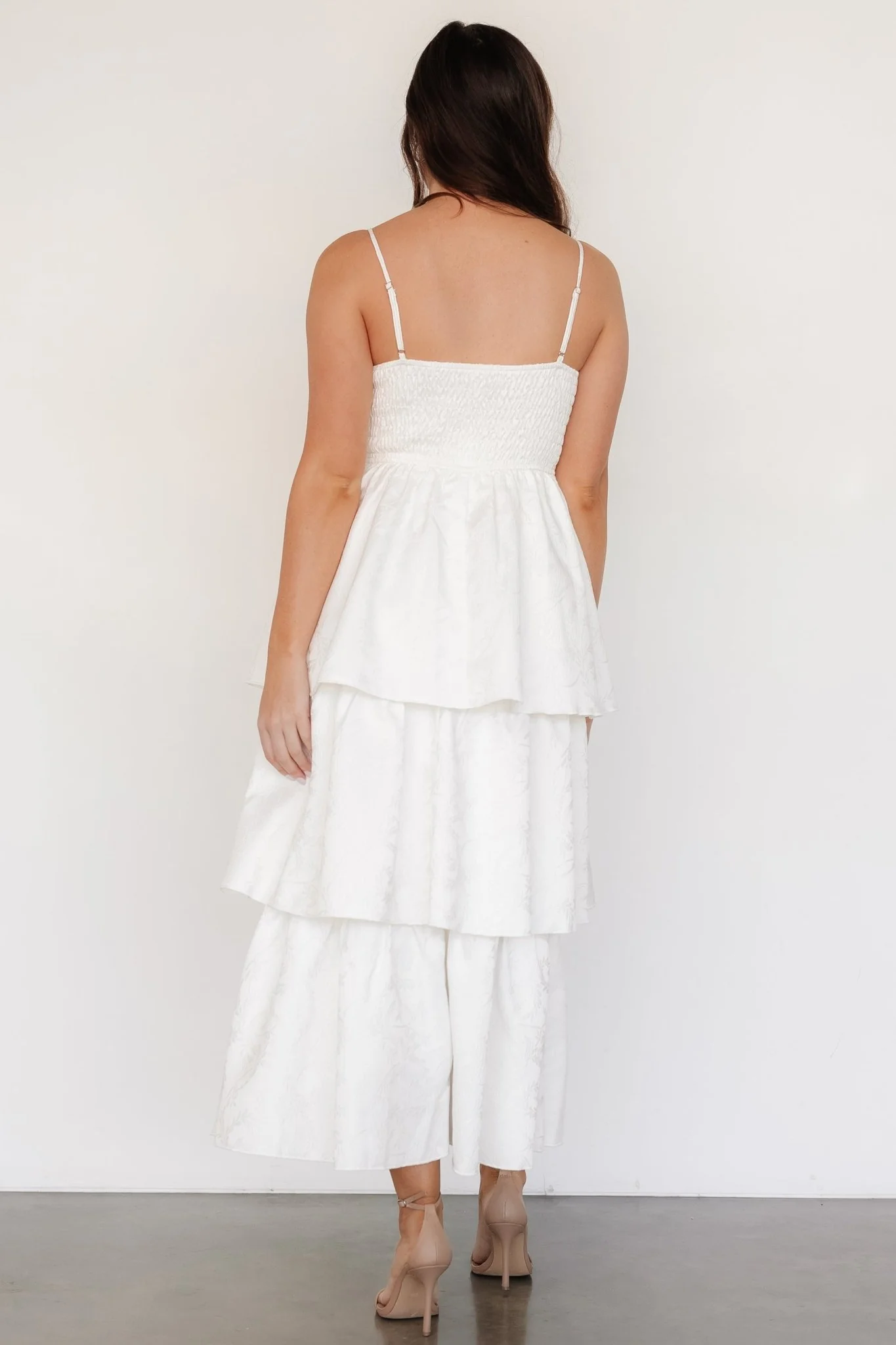 Violetta Embossed Tiered Dress | Off White