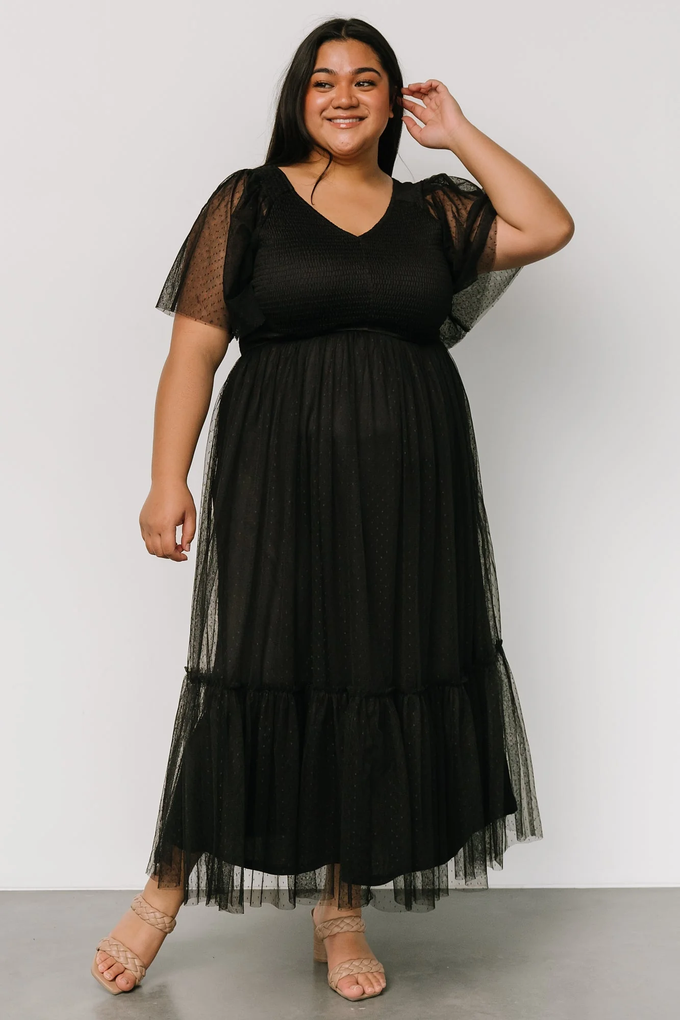 Martha Smocked Tulle Dress | Black