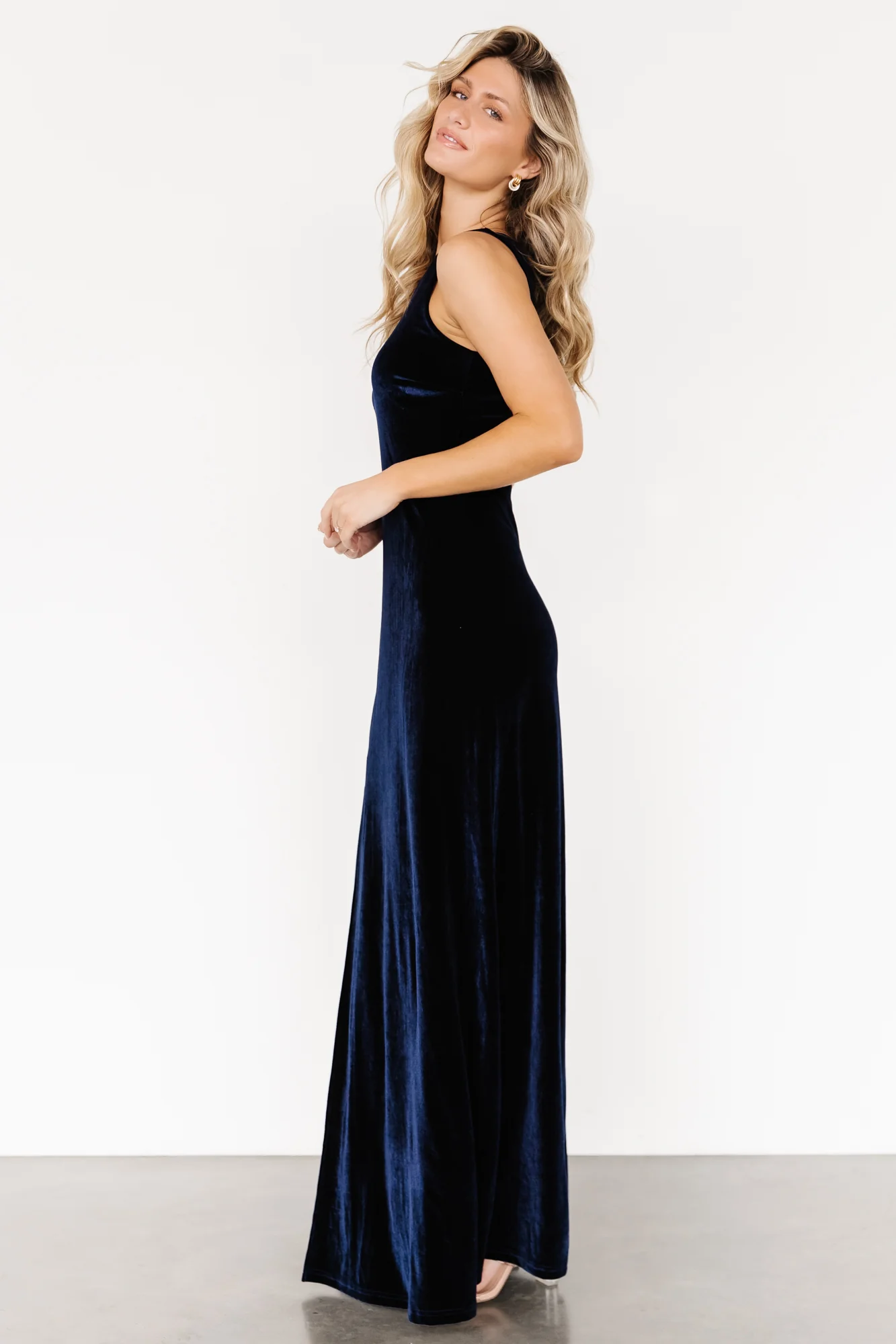 Tatiana Velvet One Shoulder Maxi Dress | Navy