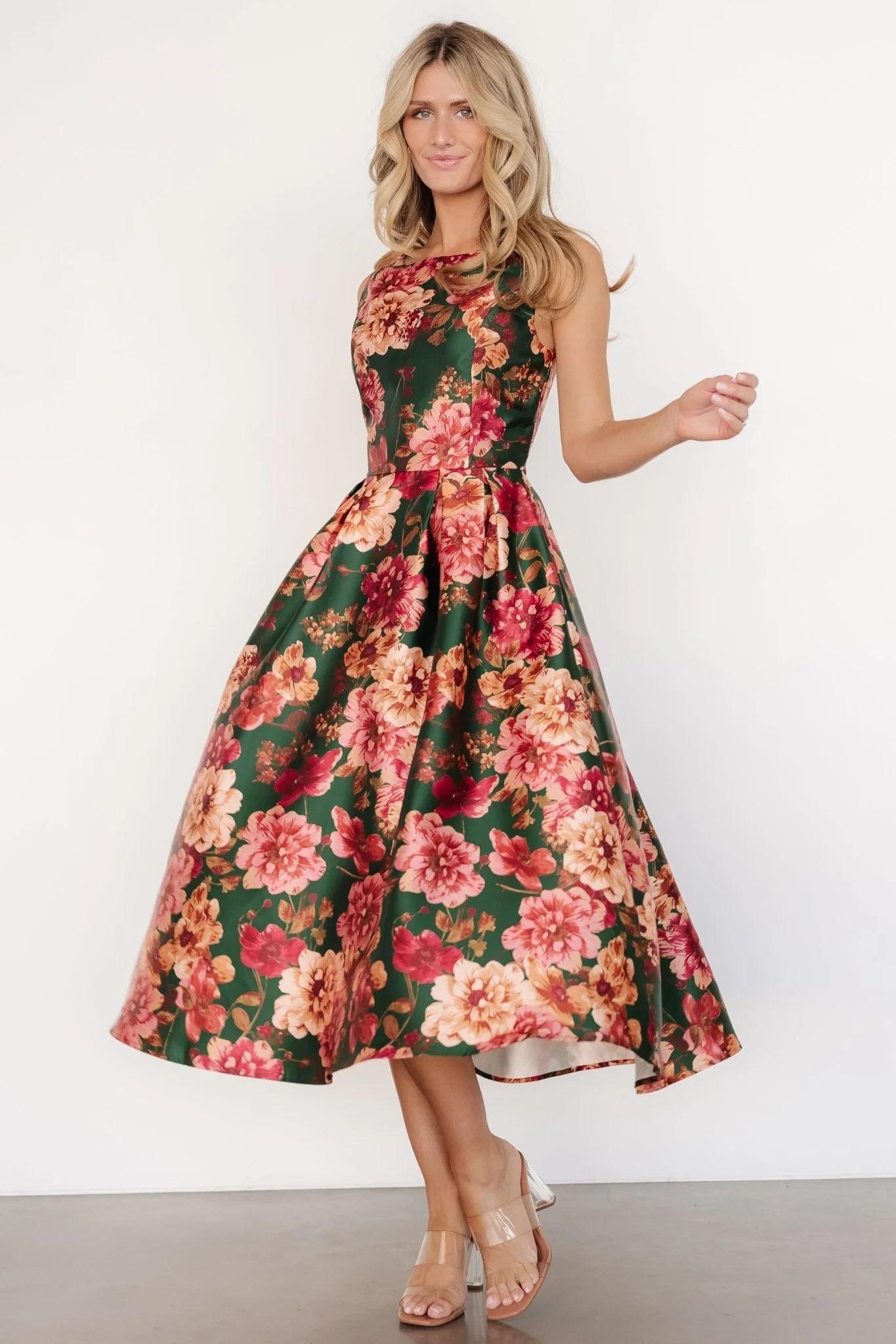 Wendy Sleeveless Dress | Emerald Multi Floral