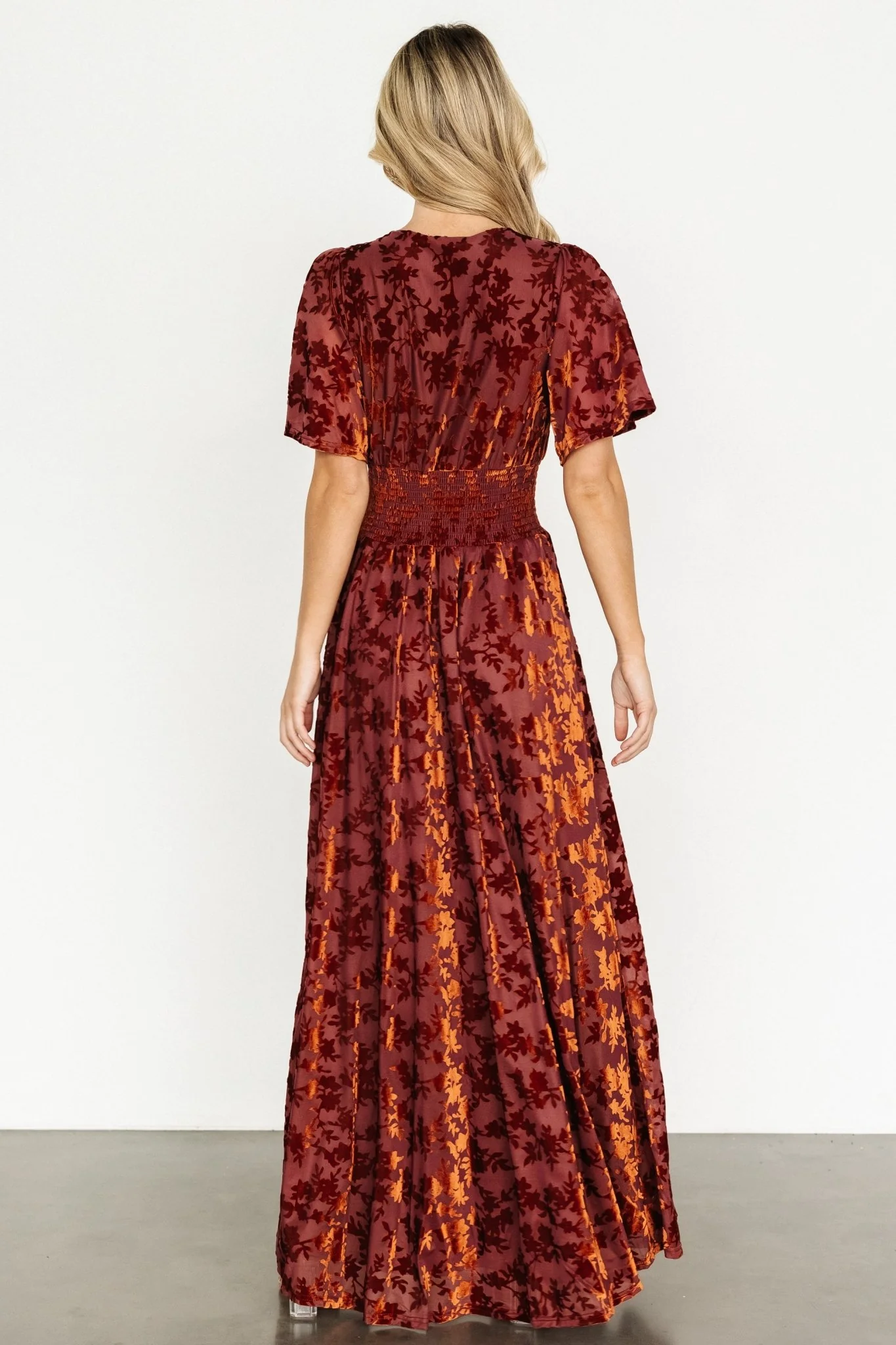 Veronica Velvet Maxi Dress | Rust