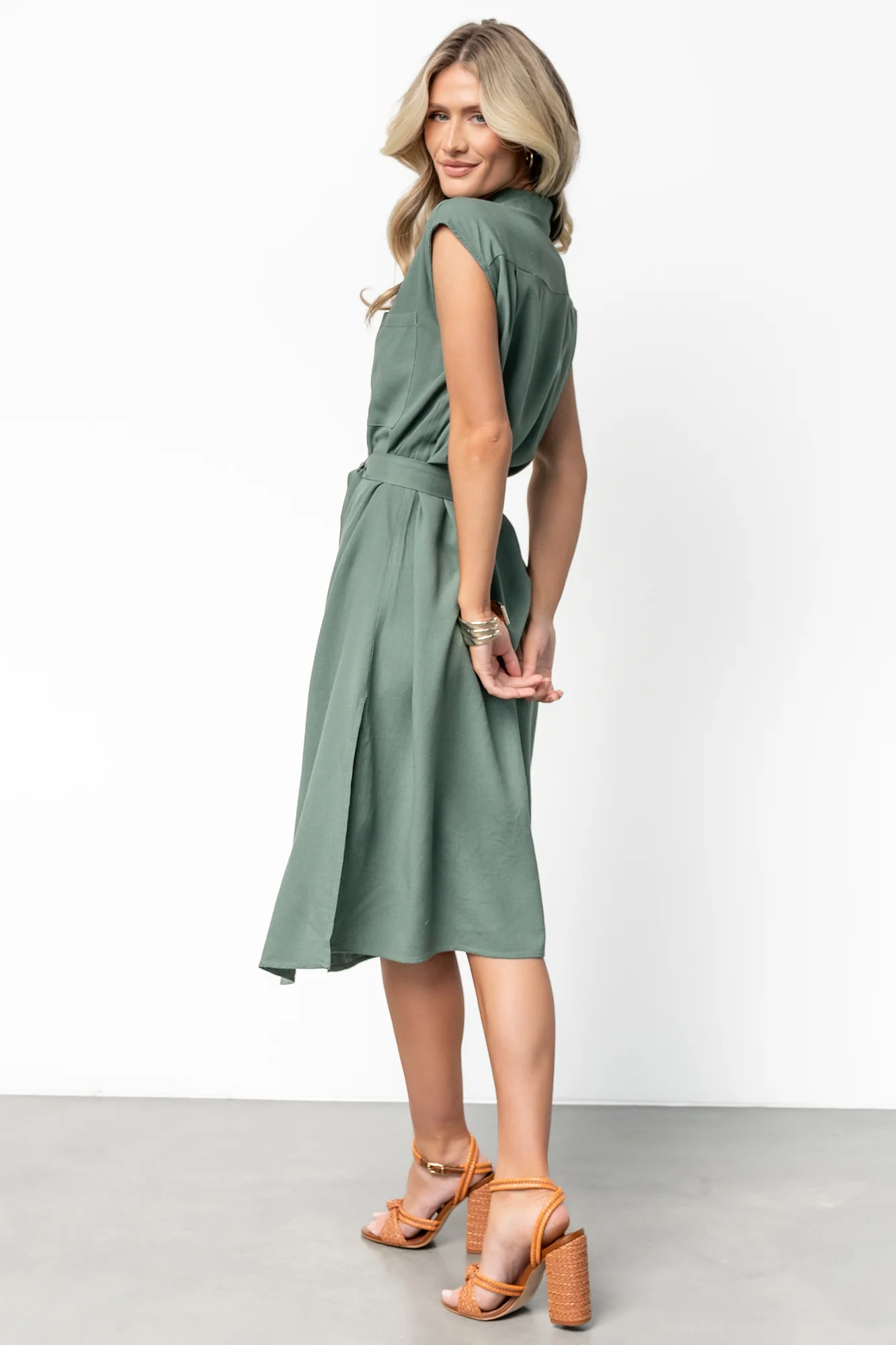 Toledo Button Up Midi Dress | Green