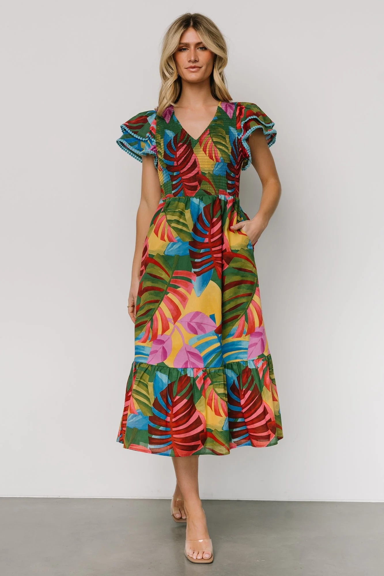 Marielle Smocked Midi Dress | Multi Print