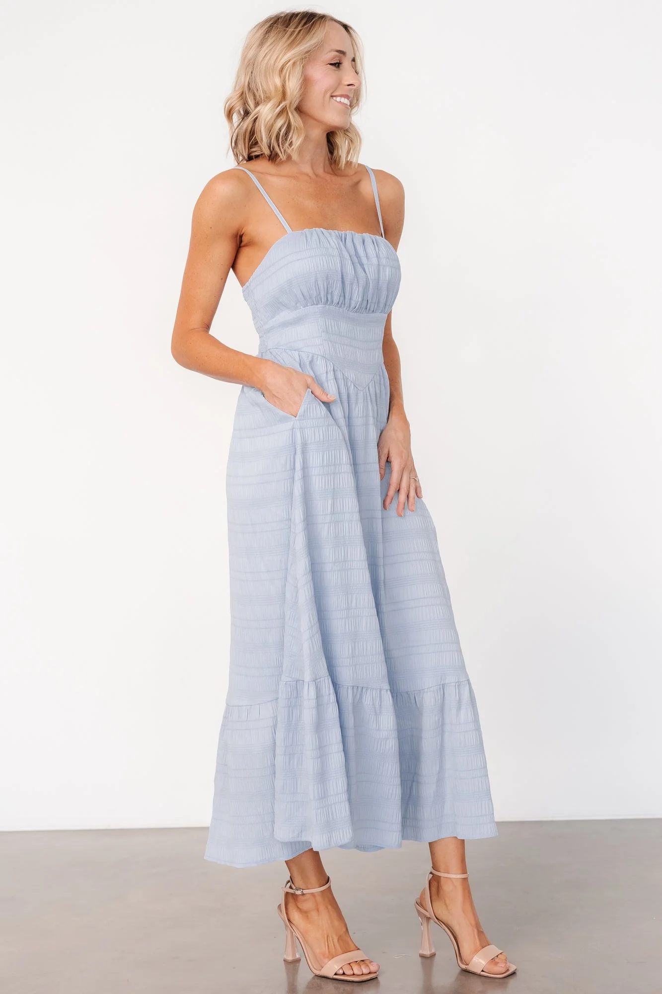Mikayla Textured Tank Dress | Light Blue