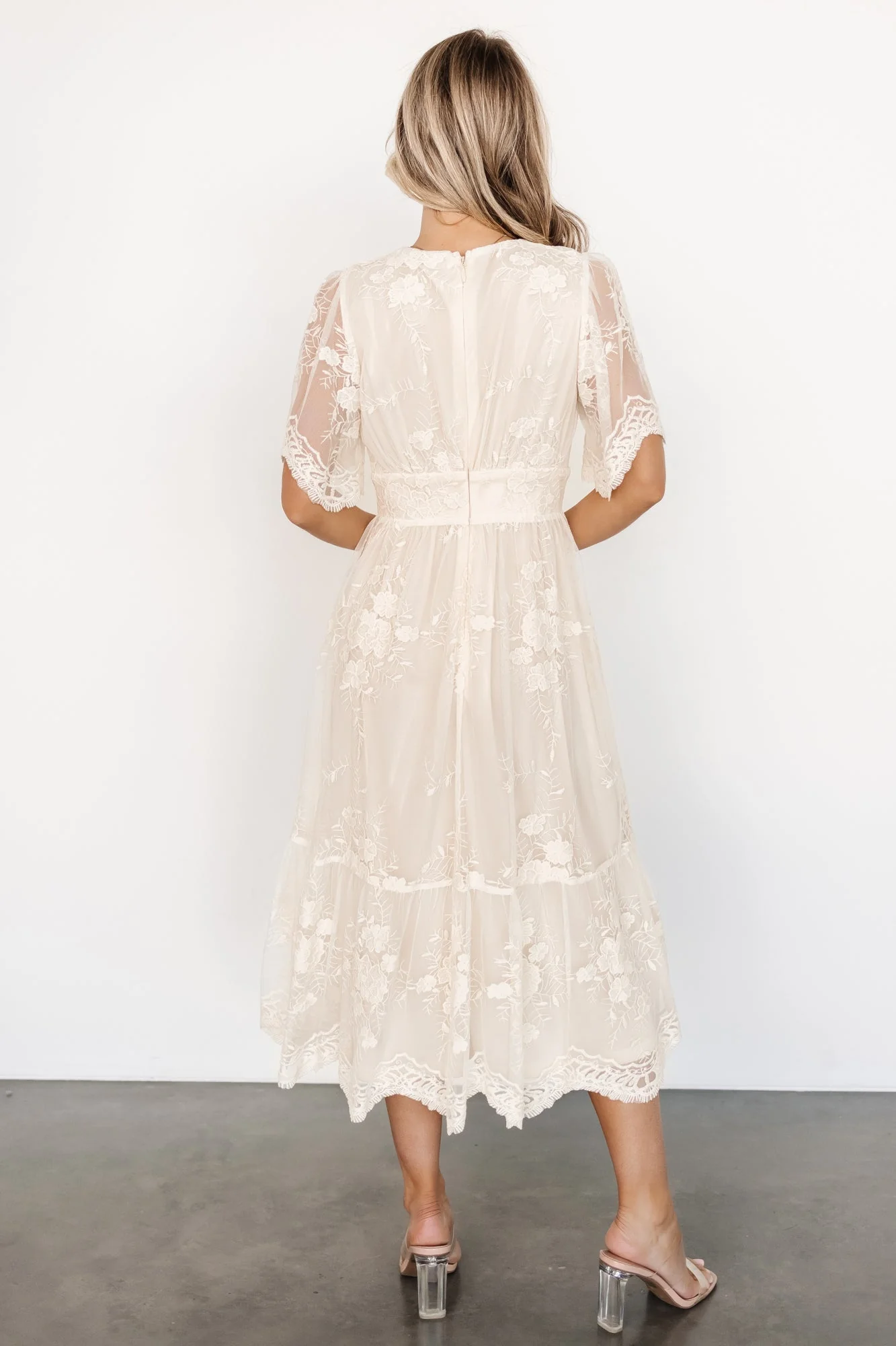 Clarisa Lace Midi Dress | Vintage Cream