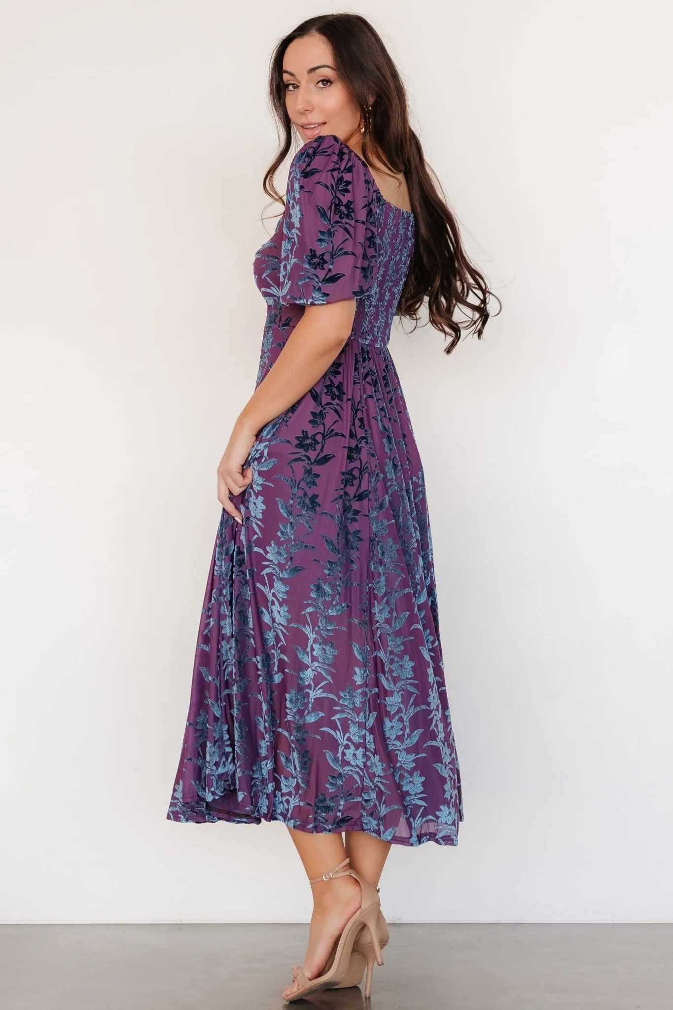 Westbrook Velvet Dress | Plum + Blue Floral