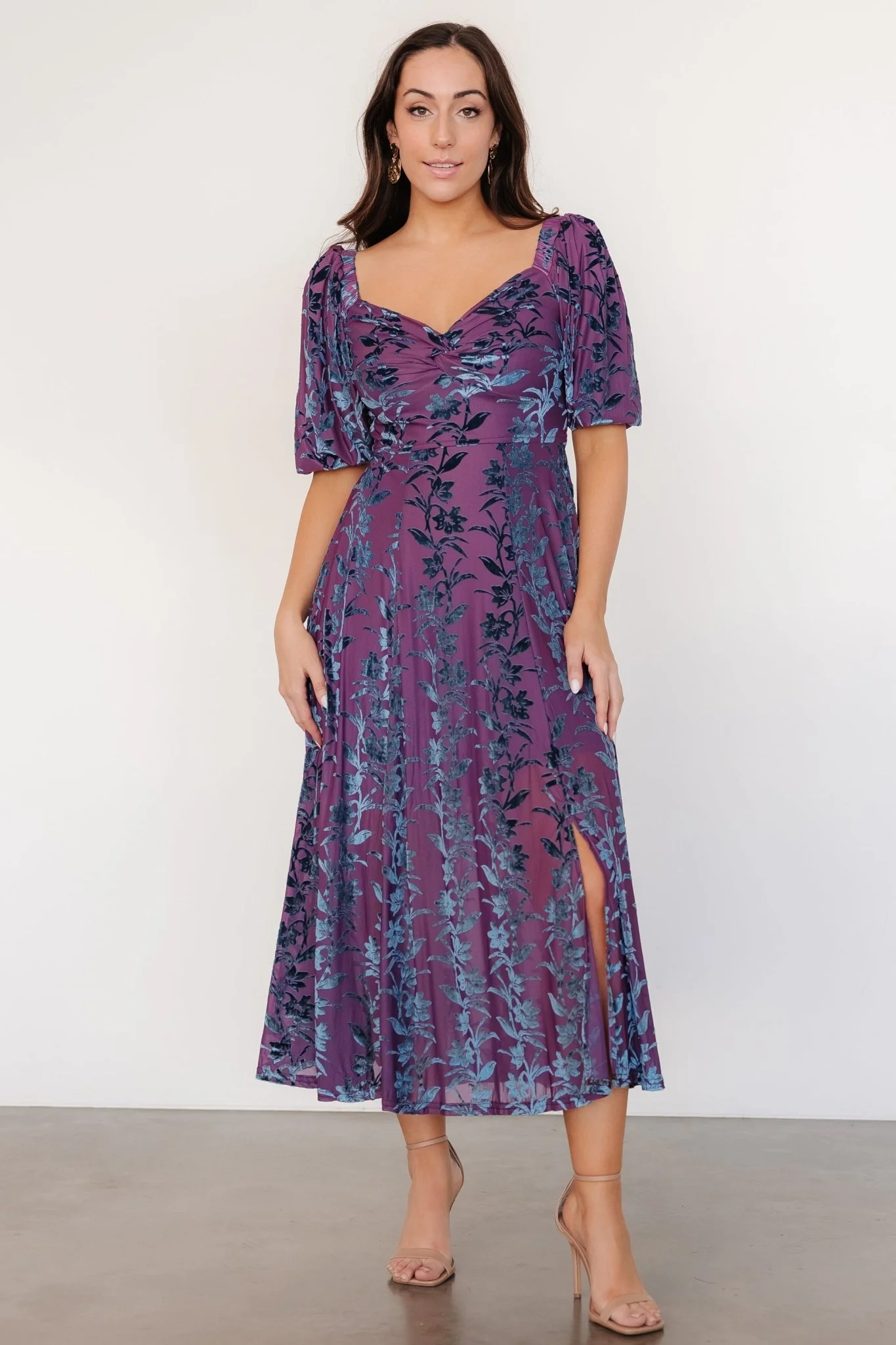 Westbrook Velvet Dress | Plum + Blue Floral