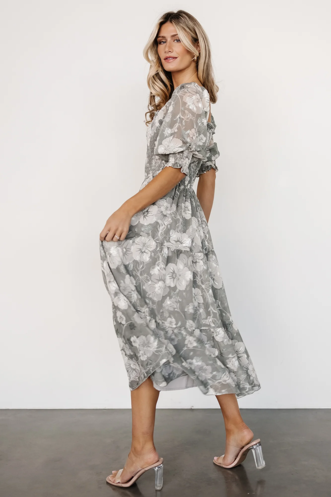 Fabian Jacquard Midi Dress | Dusty Sage