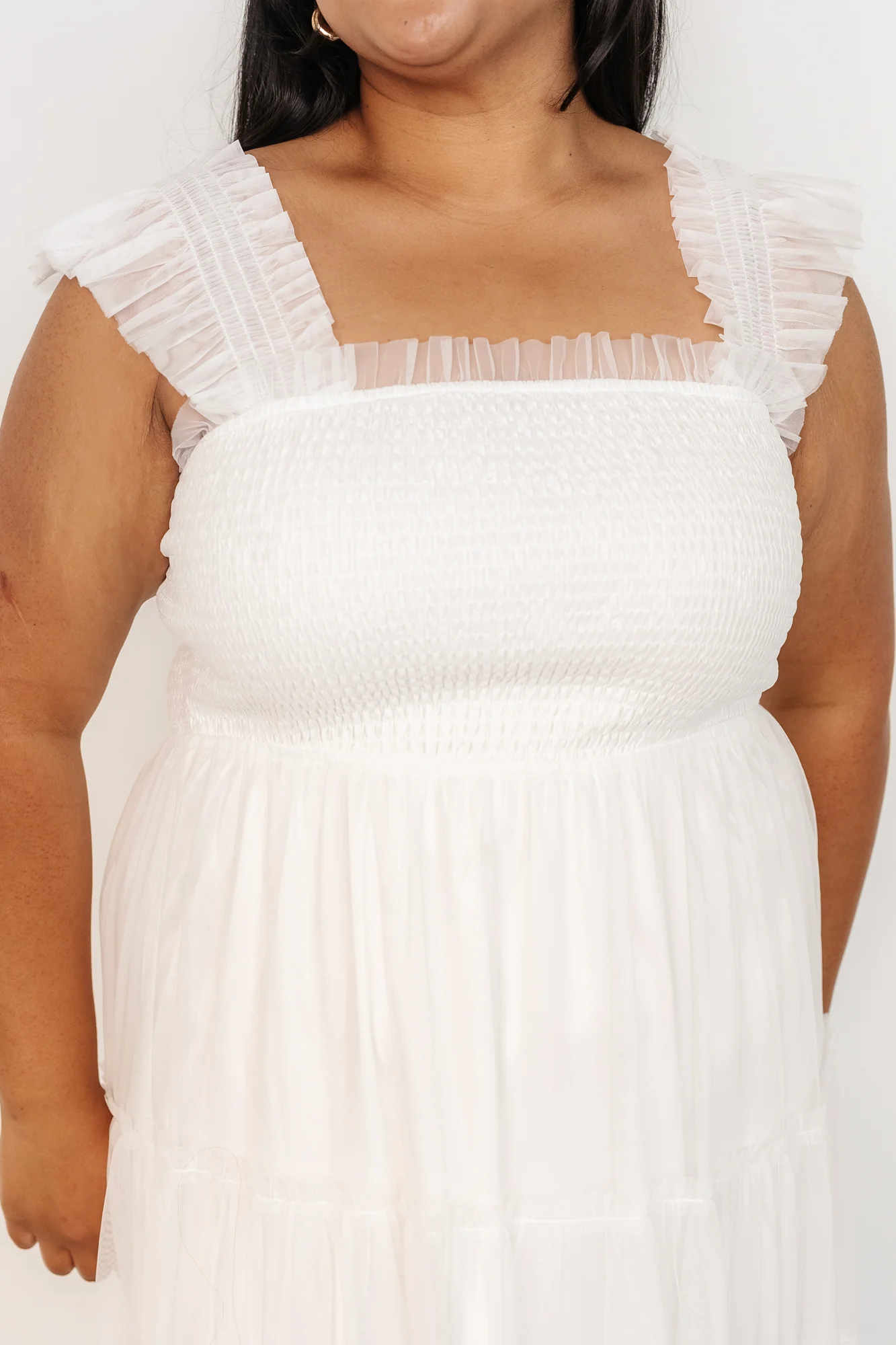 Emma Smocked Tulle Dress | Off White