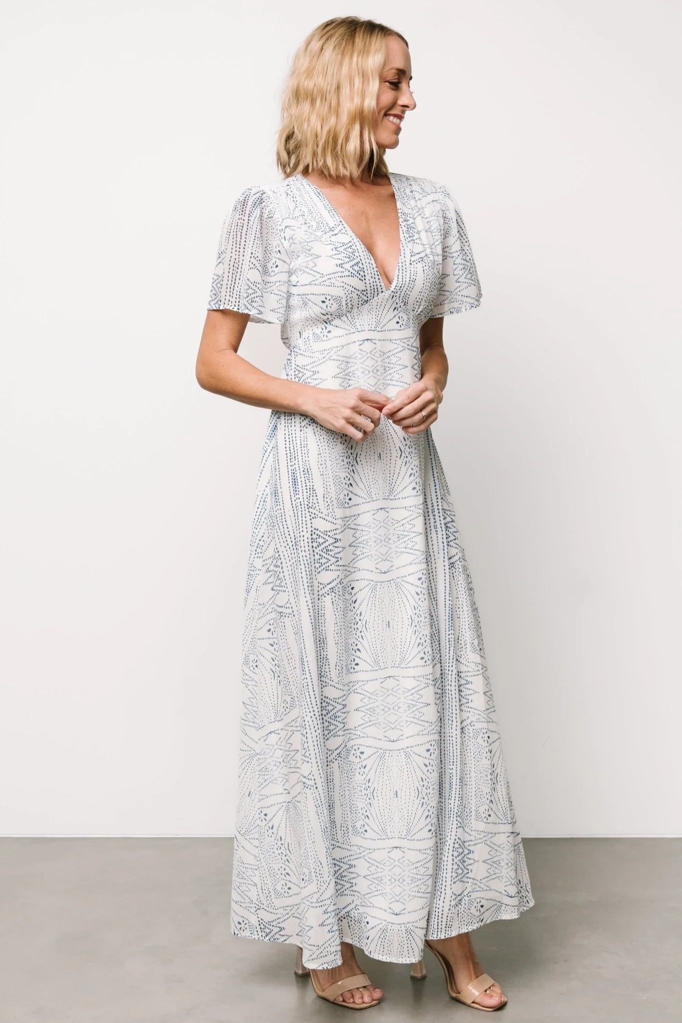 Skyla Deep V Maxi Dress | Blue Print