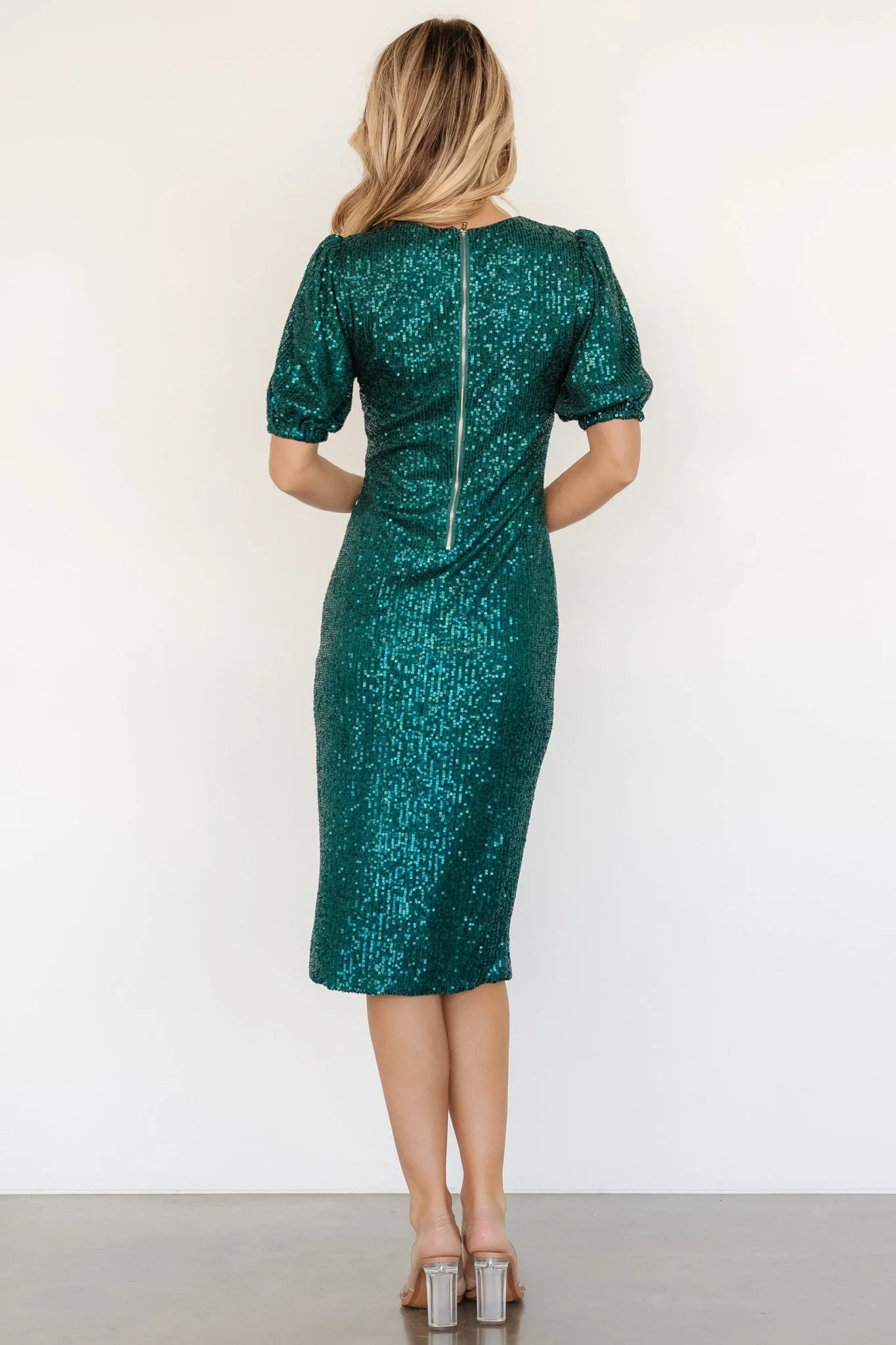Socorro Sequin Midi Dress | Emerald