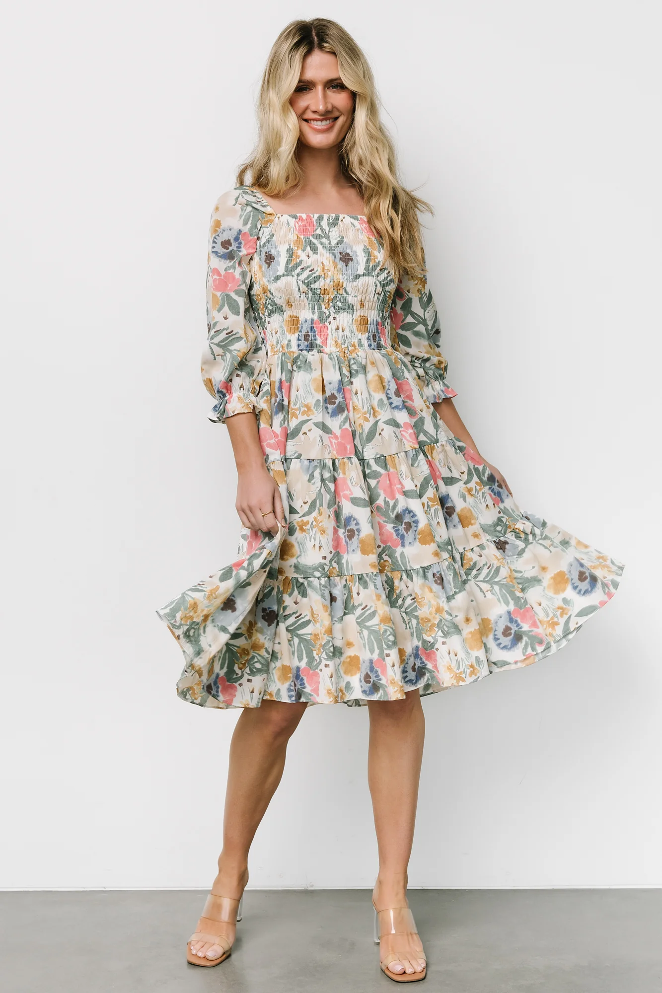 Marta Smocked Midi Dress | Multi Floral