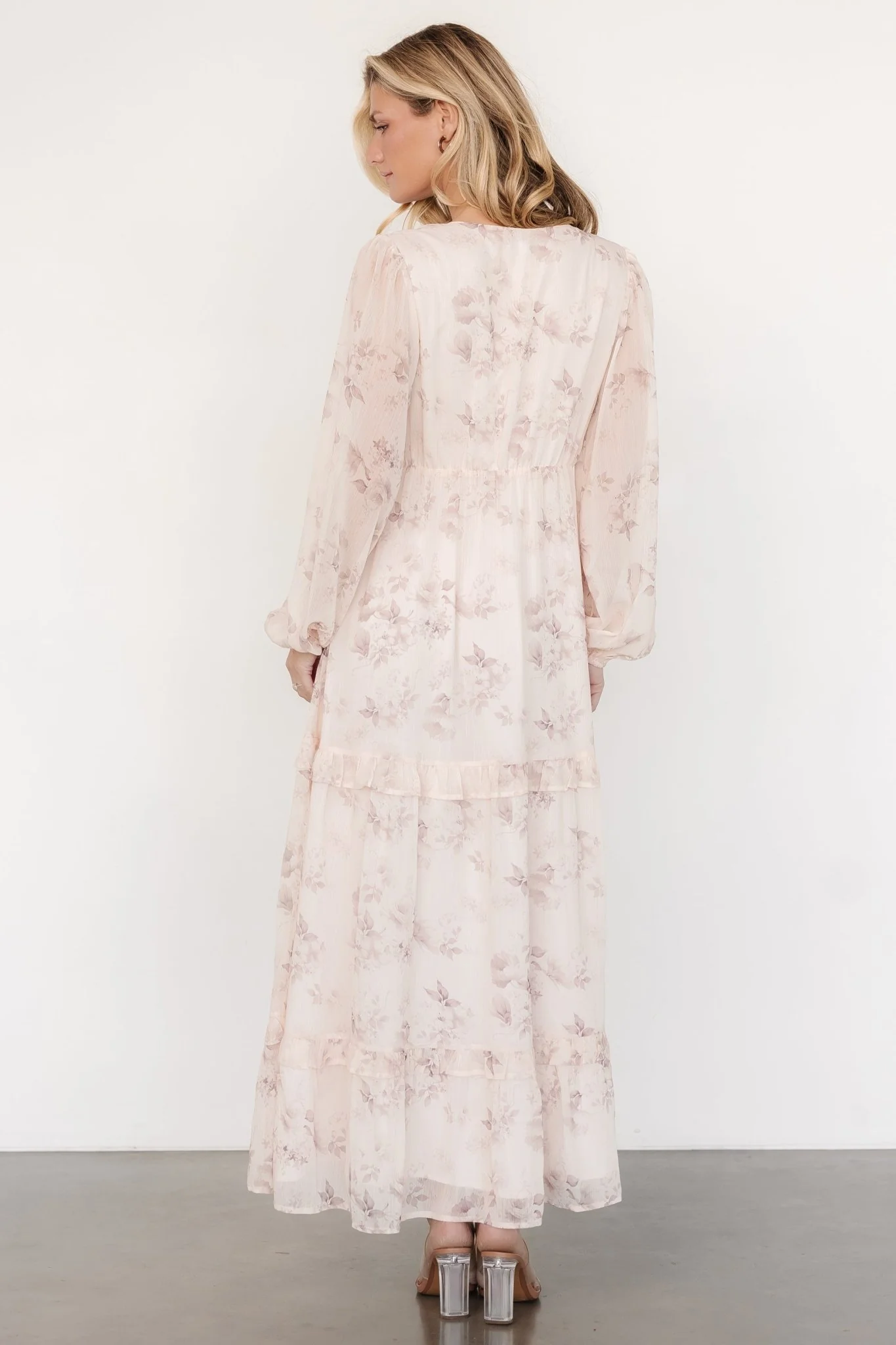 Rumi Deep V Maxi Dress | Beige + Clove Floral