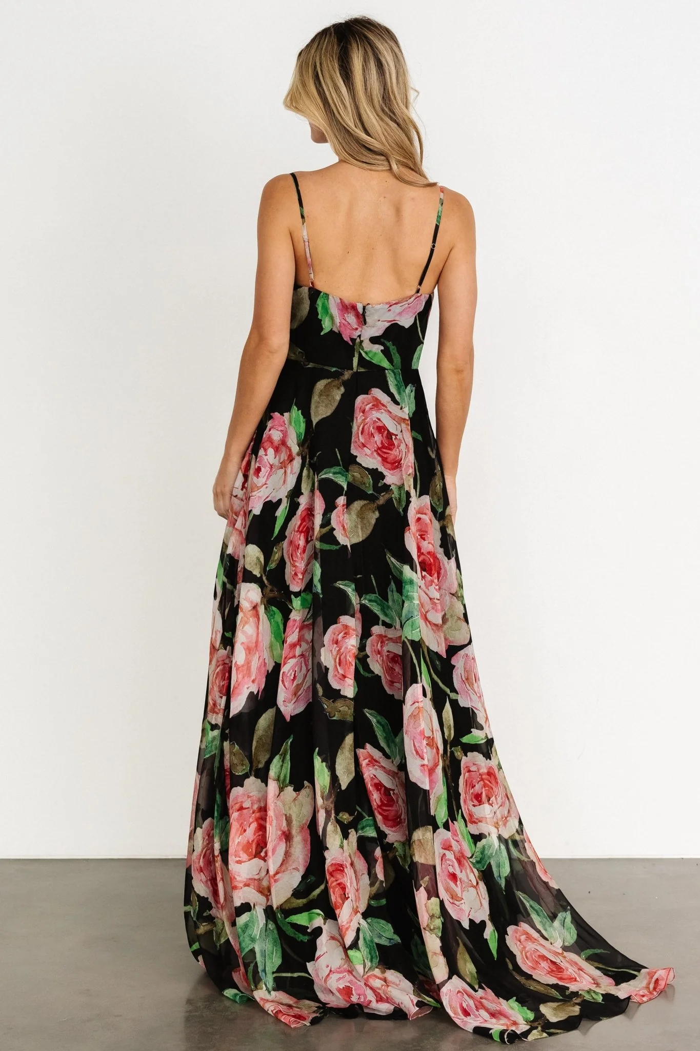 Vivienne Maxi Dress | Black Rose Floral
