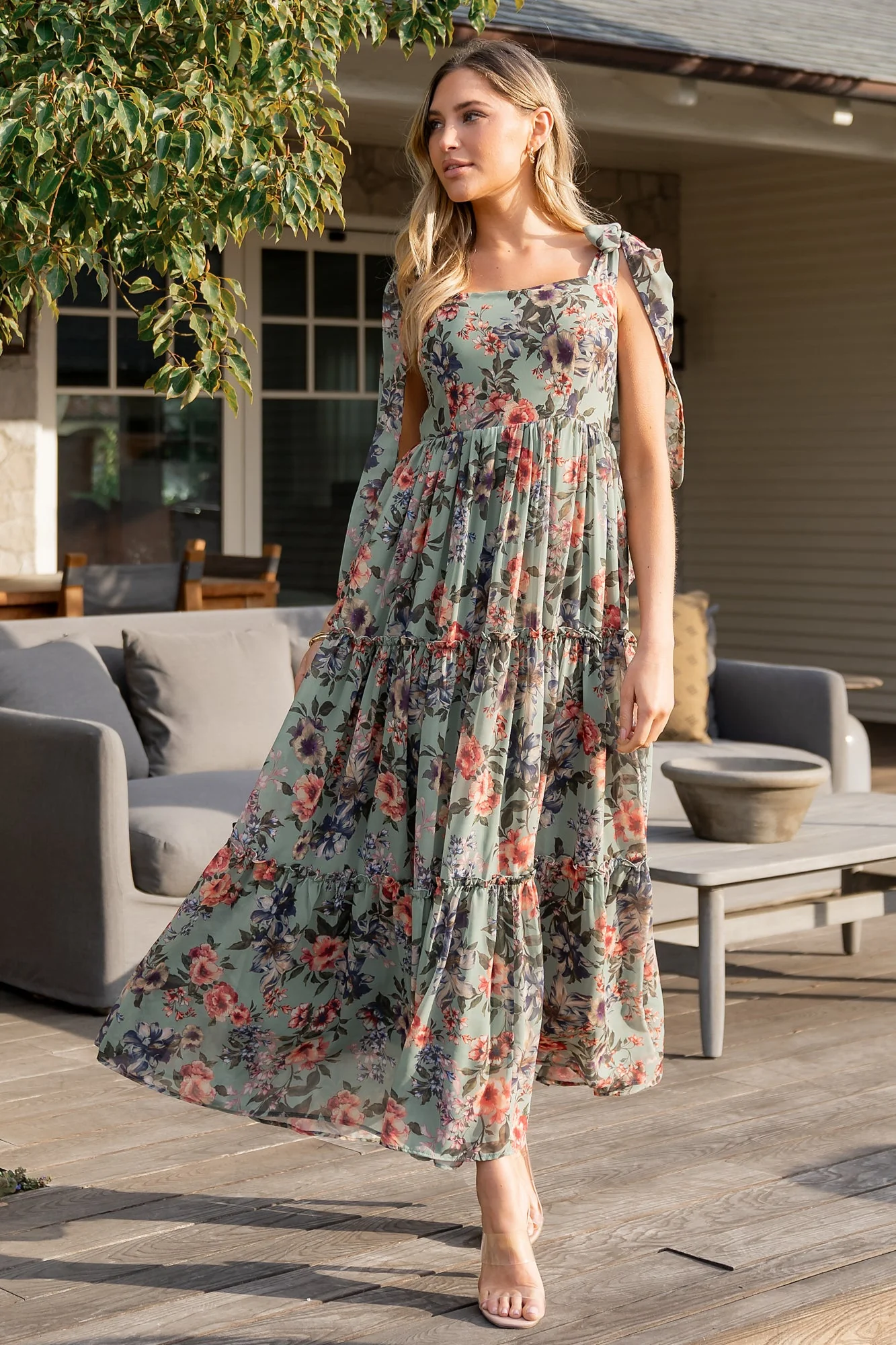Anita Maxi Dress | Green Multi Floral