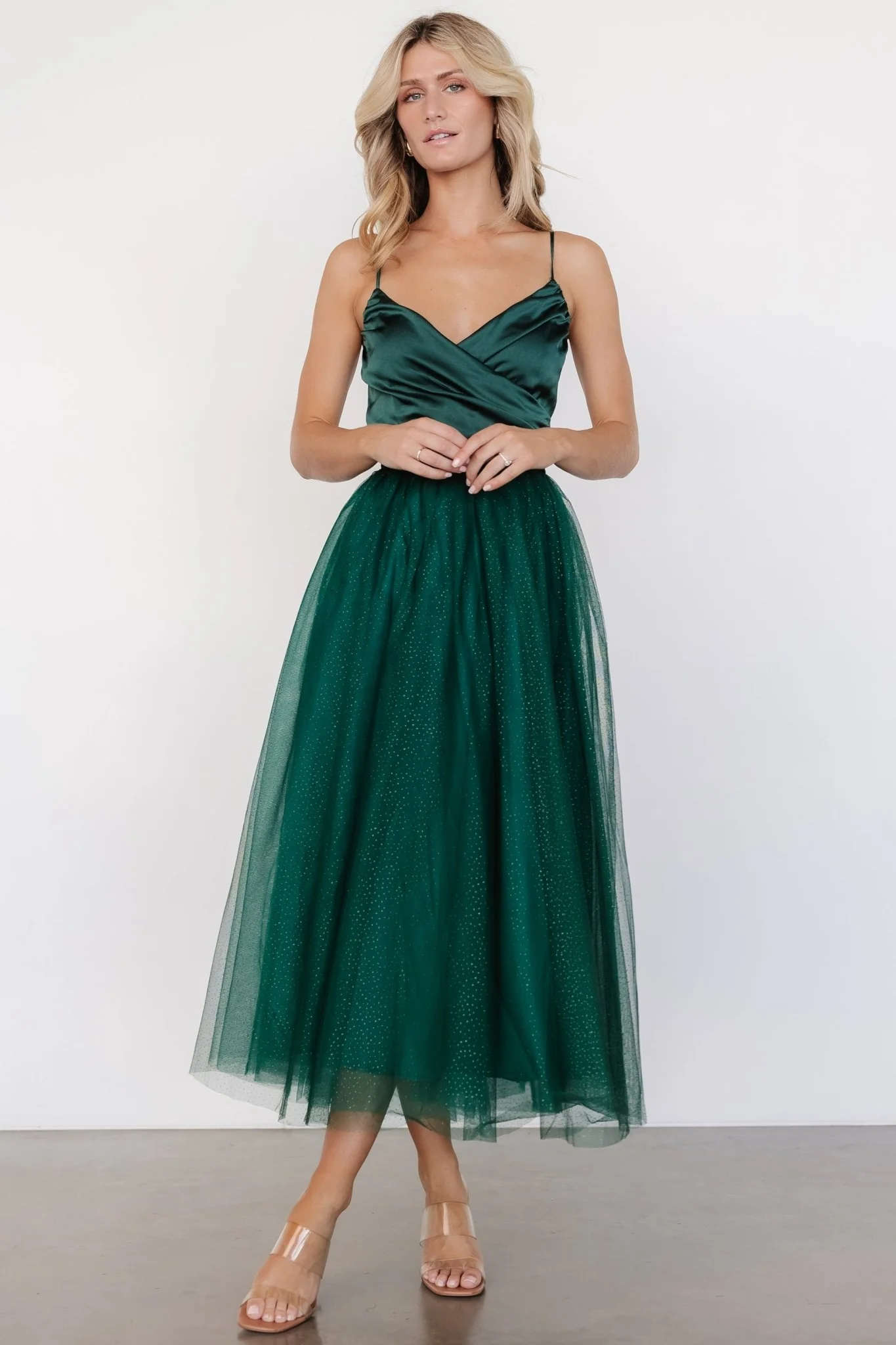 Shonda Sparkle Midi Dress | Emerald