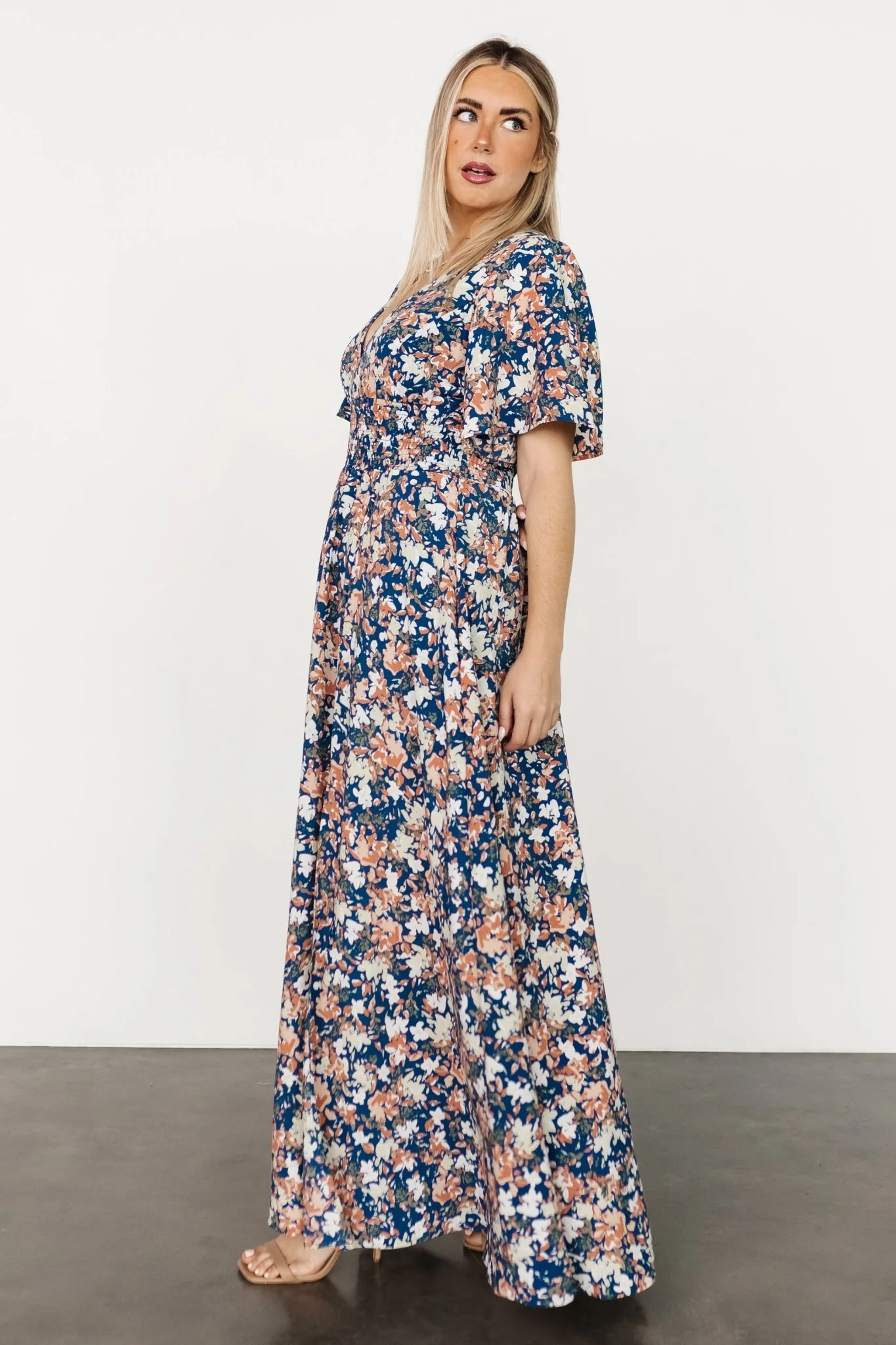 Verona Smocked Maxi Dress | Blue Floral