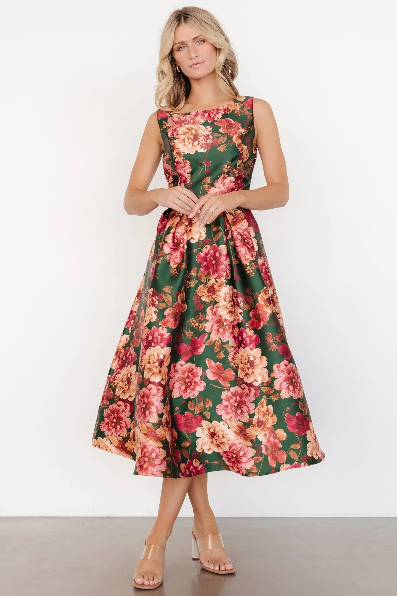 Wendy Sleeveless Dress | Emerald Multi Floral