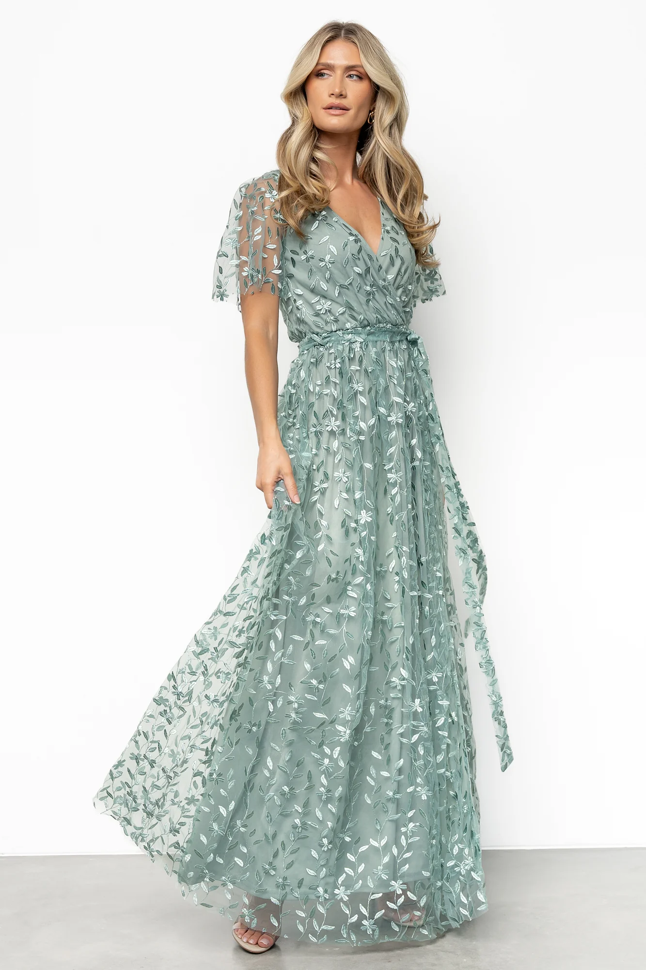 Marseille Embossed Maxi Dress | Eucalyptus