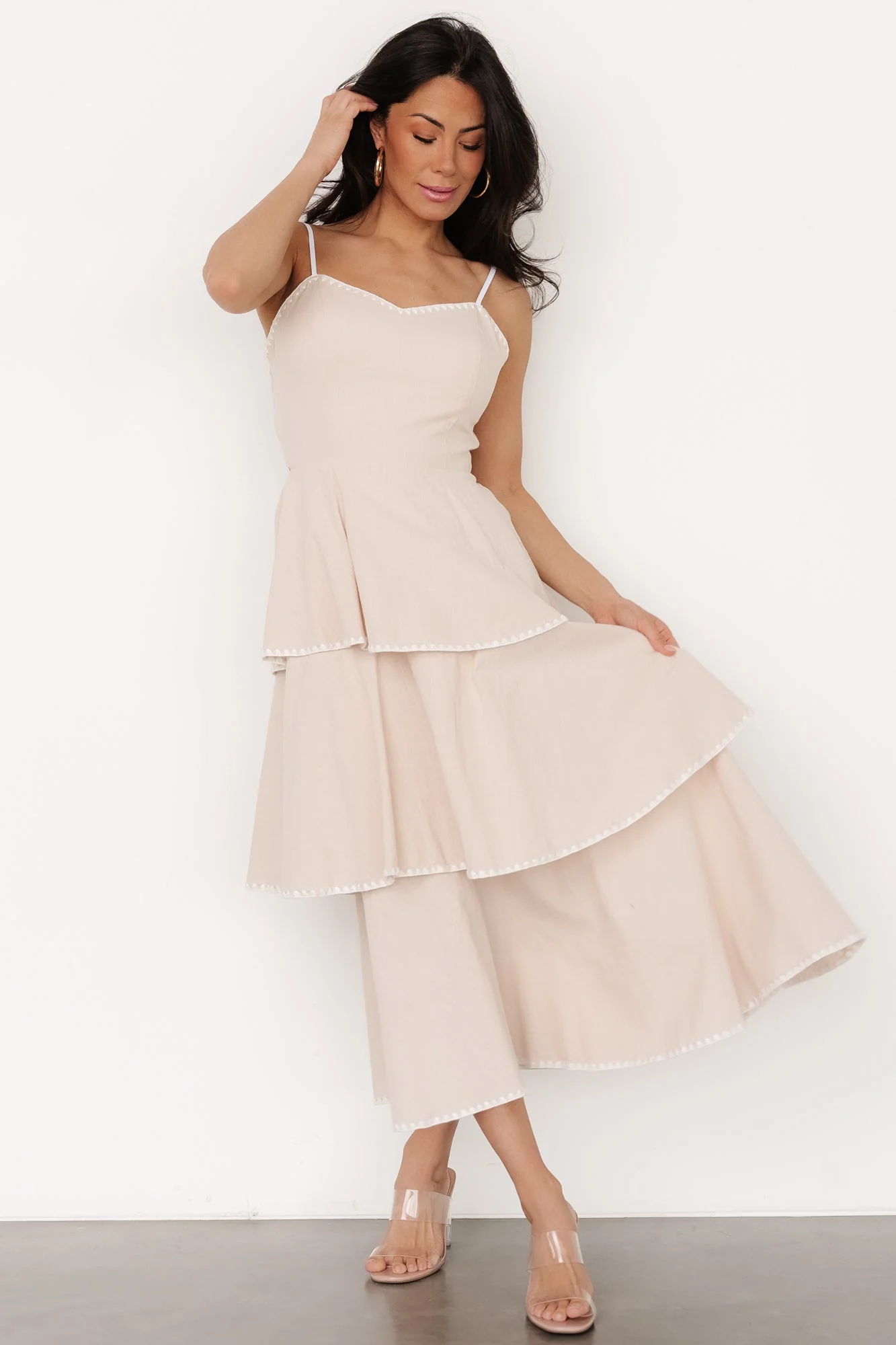 Odette Tiered Dress | Natural + White