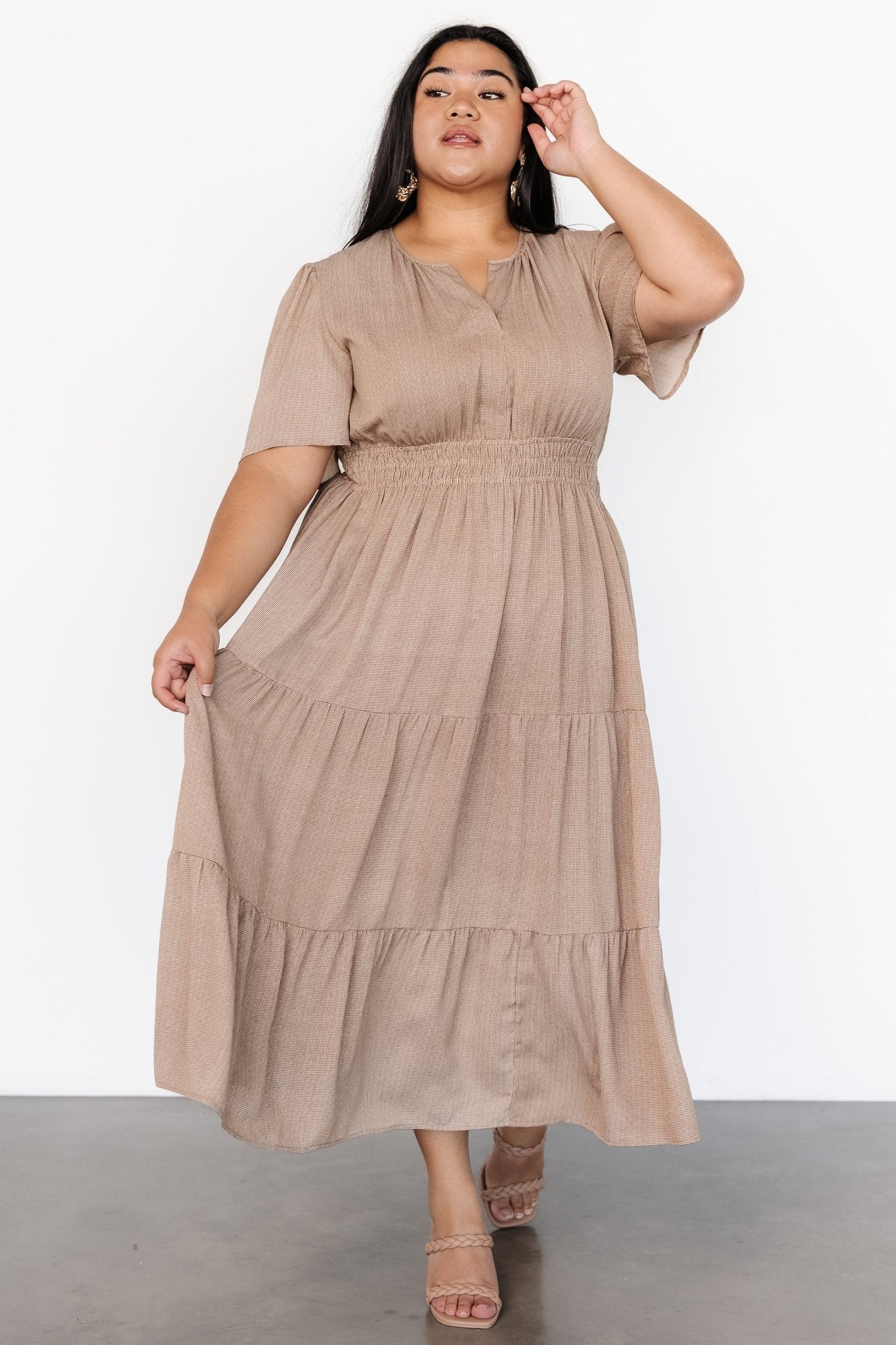 Danielle Tiered Maxi Dress | Brown Print