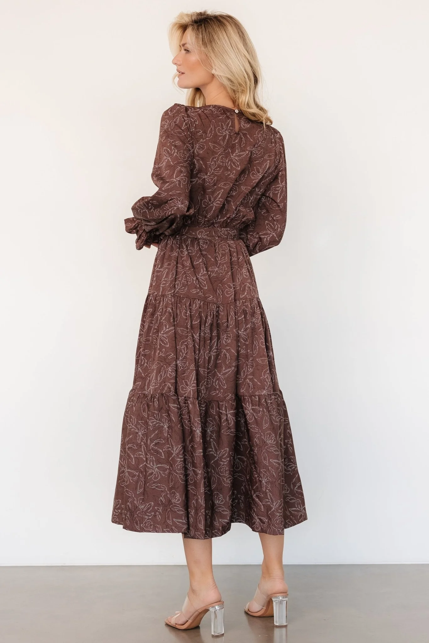 Ashlyn Long Sleeve Dress | Brown Print