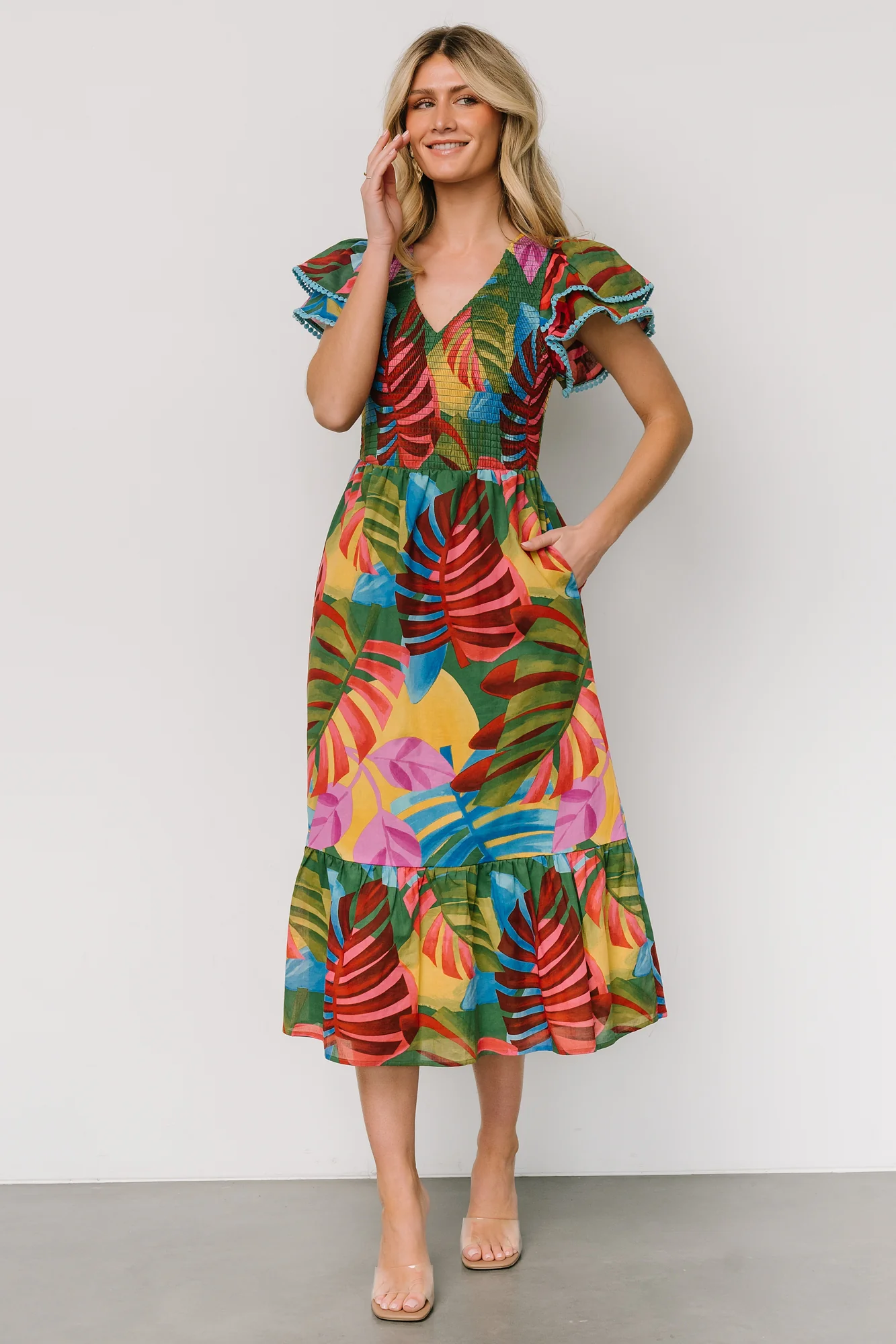 Marielle Smocked Midi Dress | Multi Print
