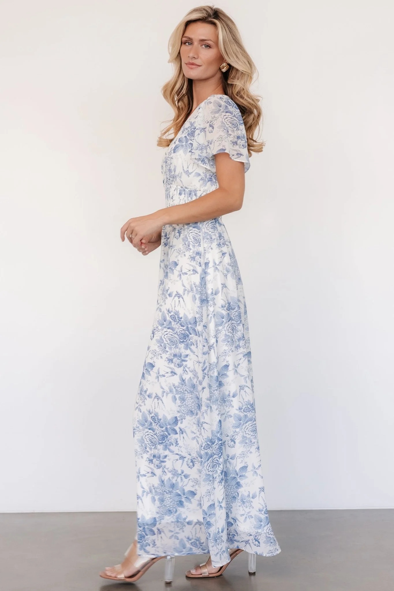 Birdie Maxi Dress | Off White + Blue