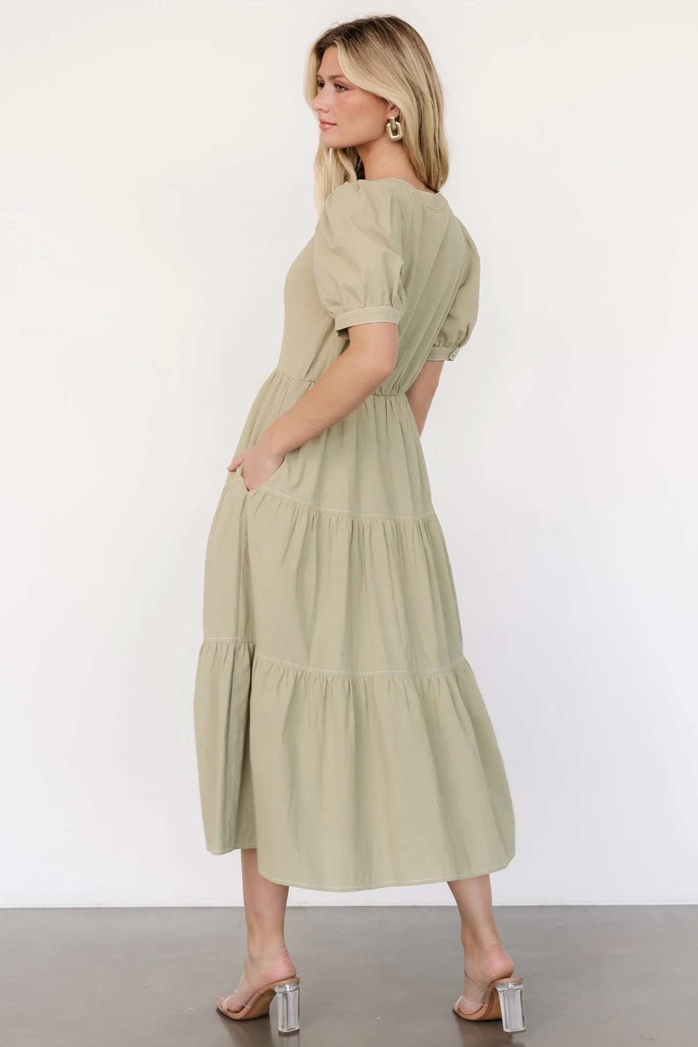 Shelby Button Top Dress | Sage Green