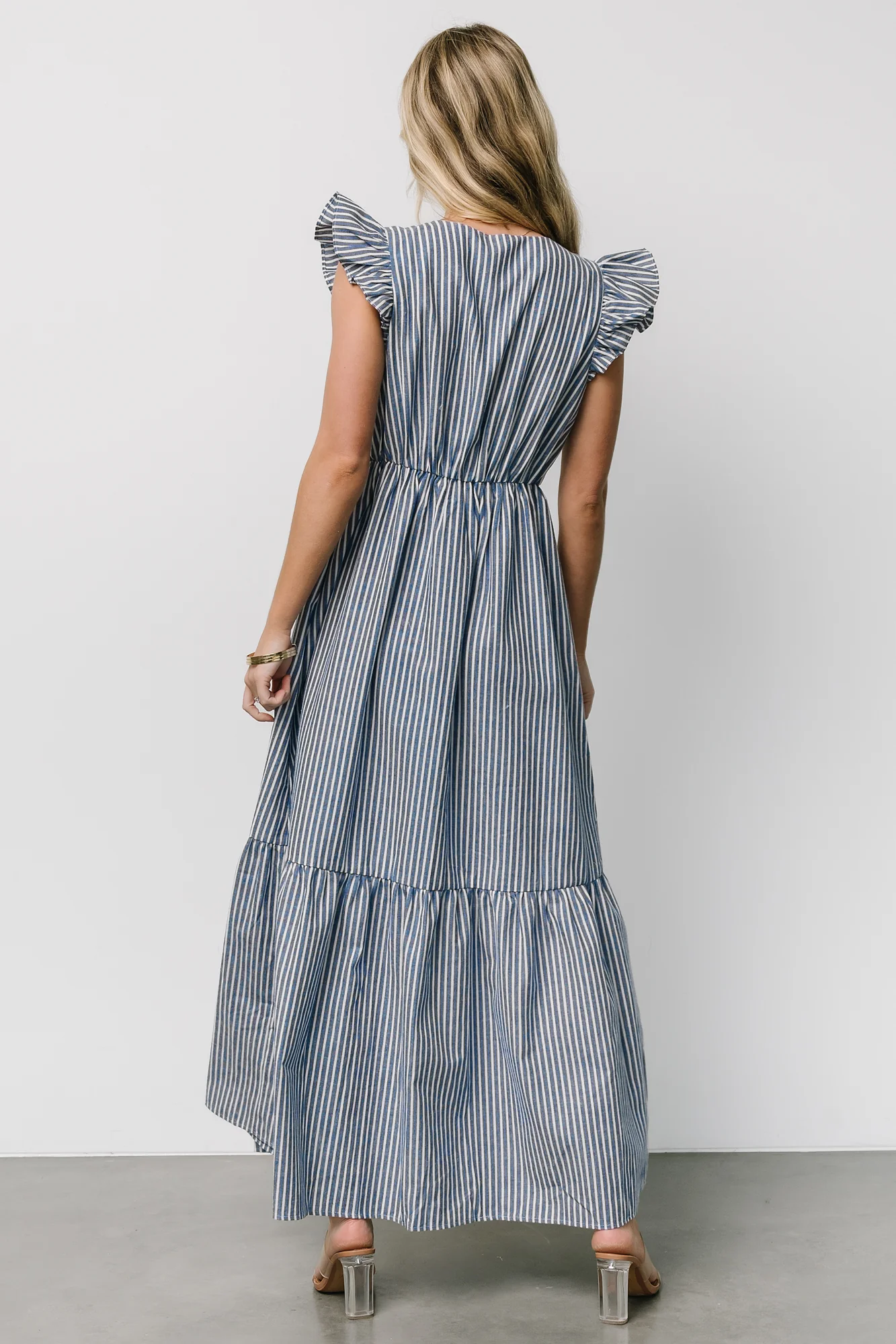 Hettie Button Maxi Dress | Blue Stripe