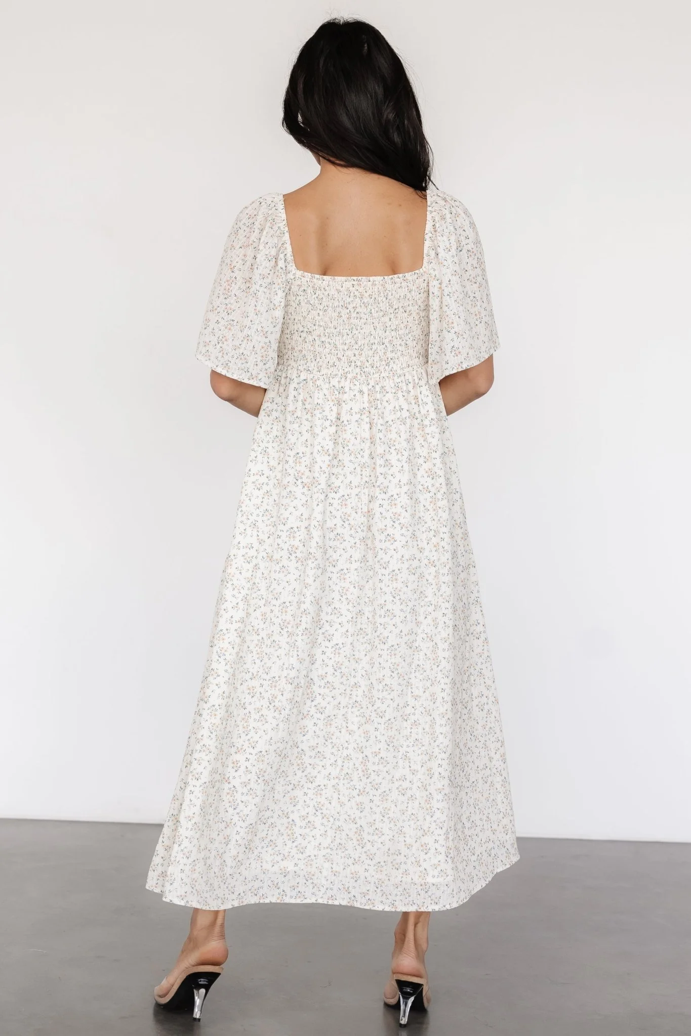 Carah Tie Dress | Off White + Gold Floral