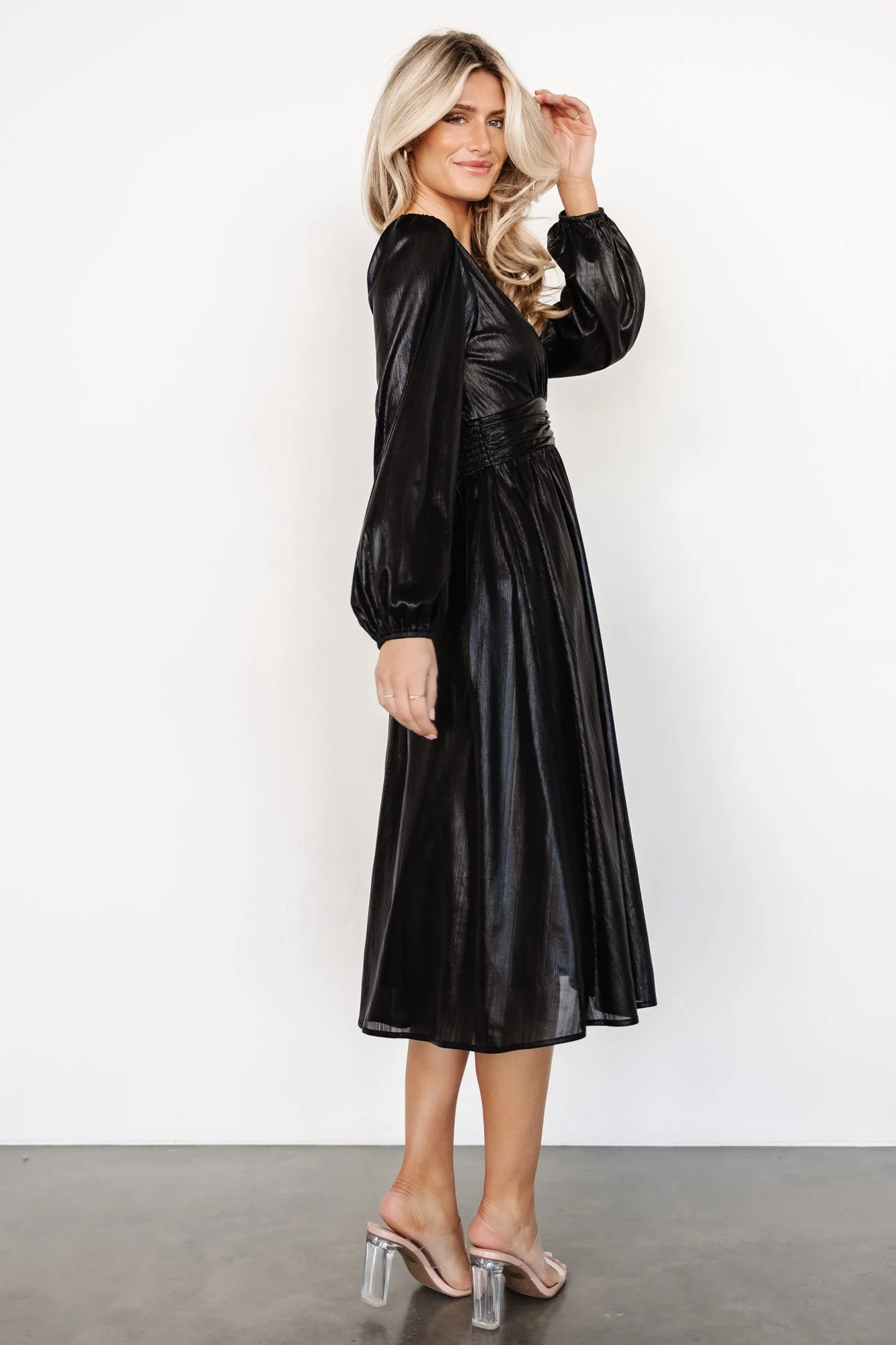 Aisha Shimmer Dress | Black