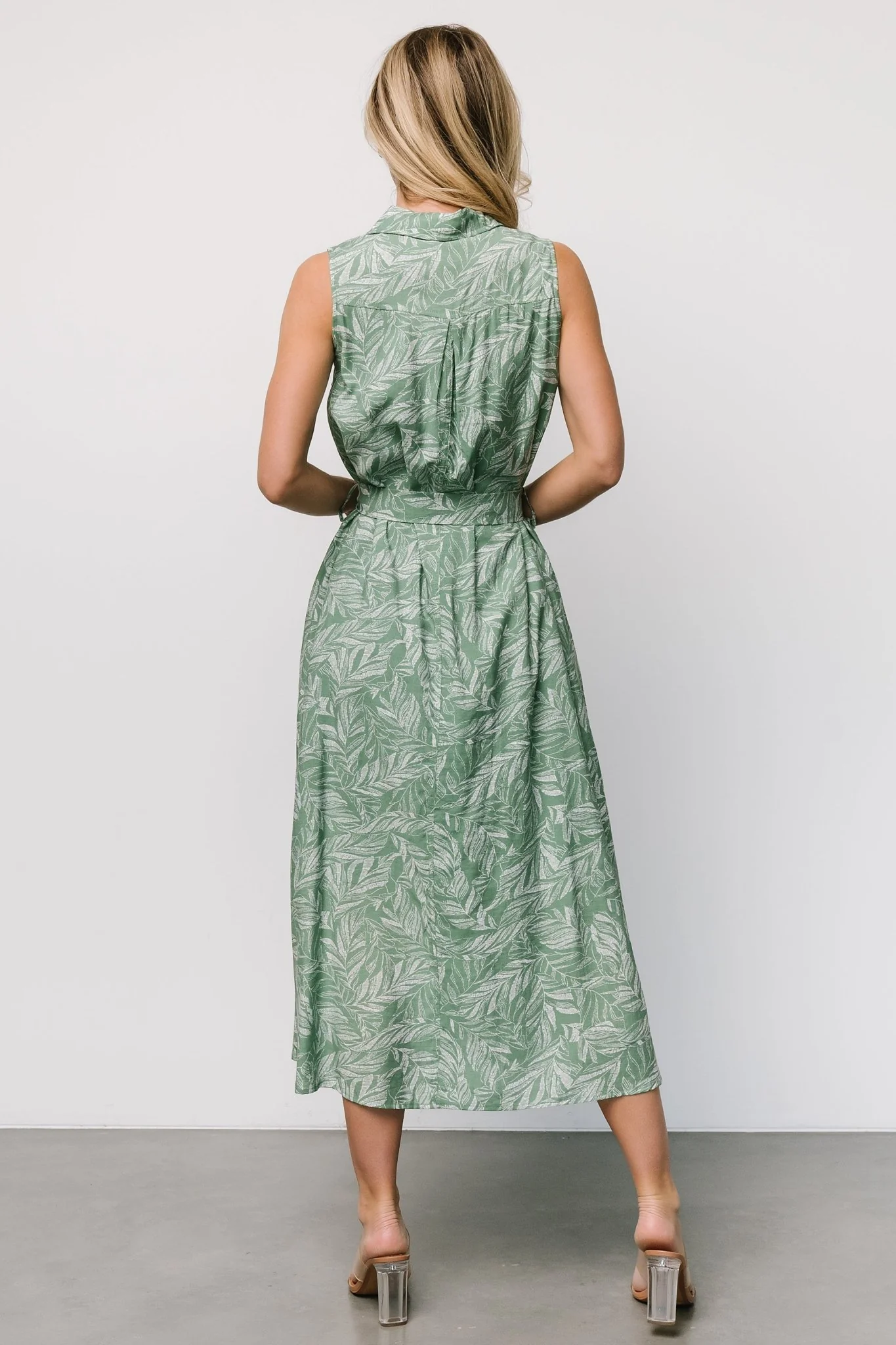 Scottie Button Tank Dress | Green Print