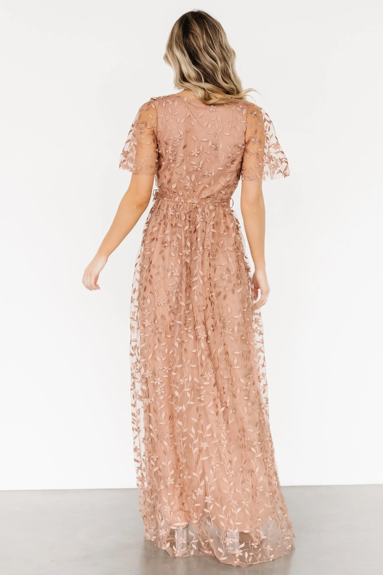 Marseille Embossed Maxi Dress | Nude Rose