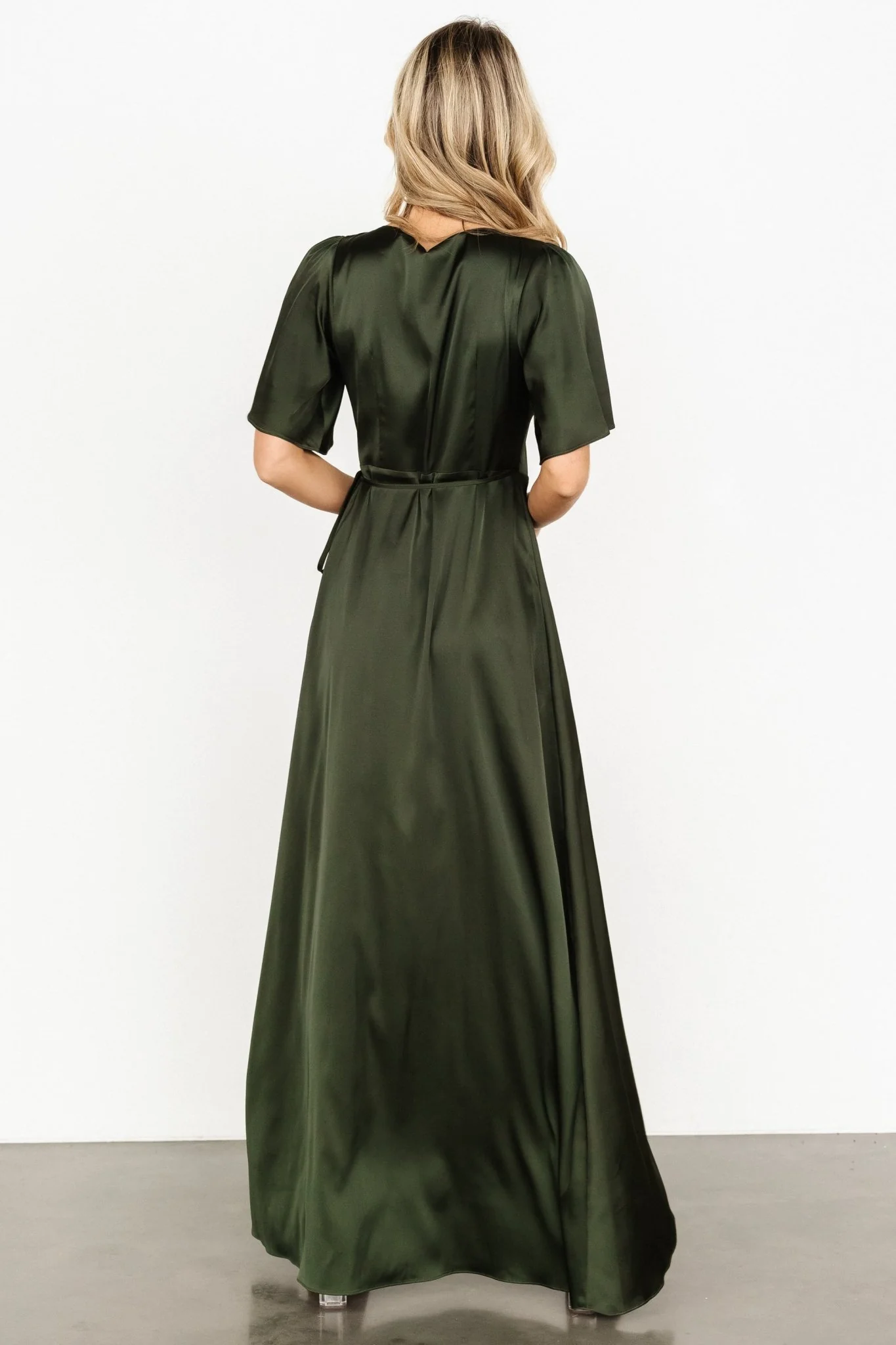 Vara Satin Maxi Wrap Dress | Dark Olive