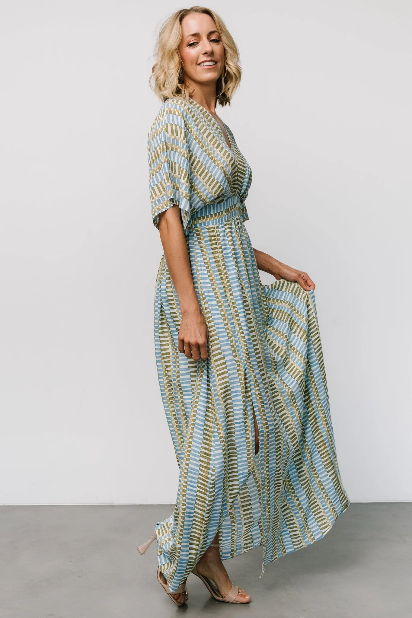 Mylis Kimono Dress | Blue + Green Print