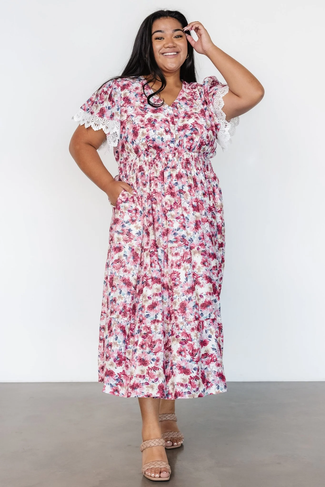 Aliyah Midi Dress | Berry Floral