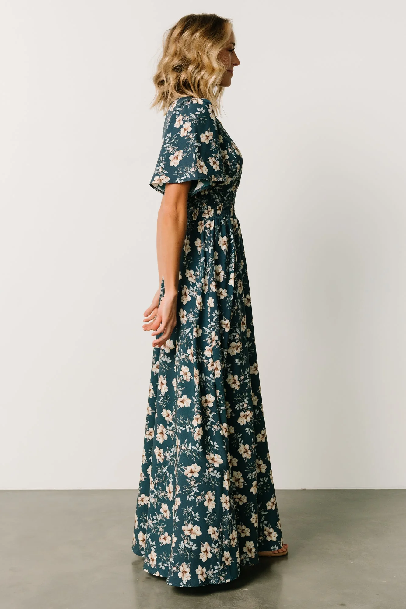 Verona Smocked Maxi Dress | Slate Floral