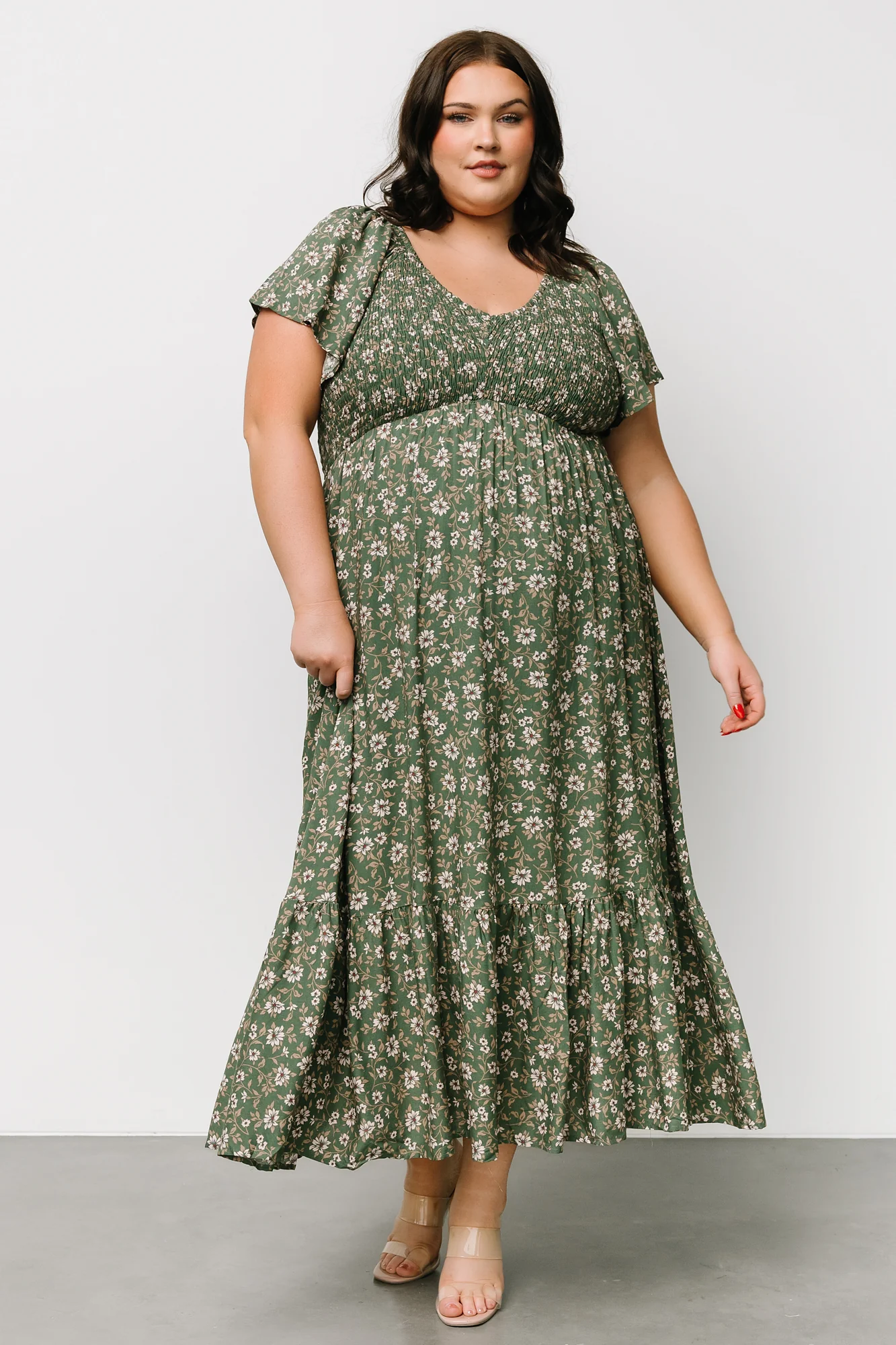 Joanie Smocked Dress | Green Floral