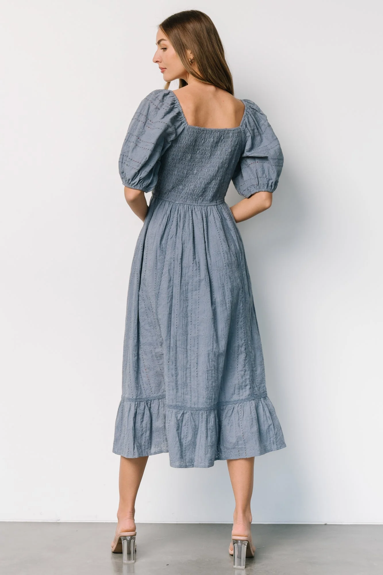 Delaney Eyelet Dress | Dusty Blue
