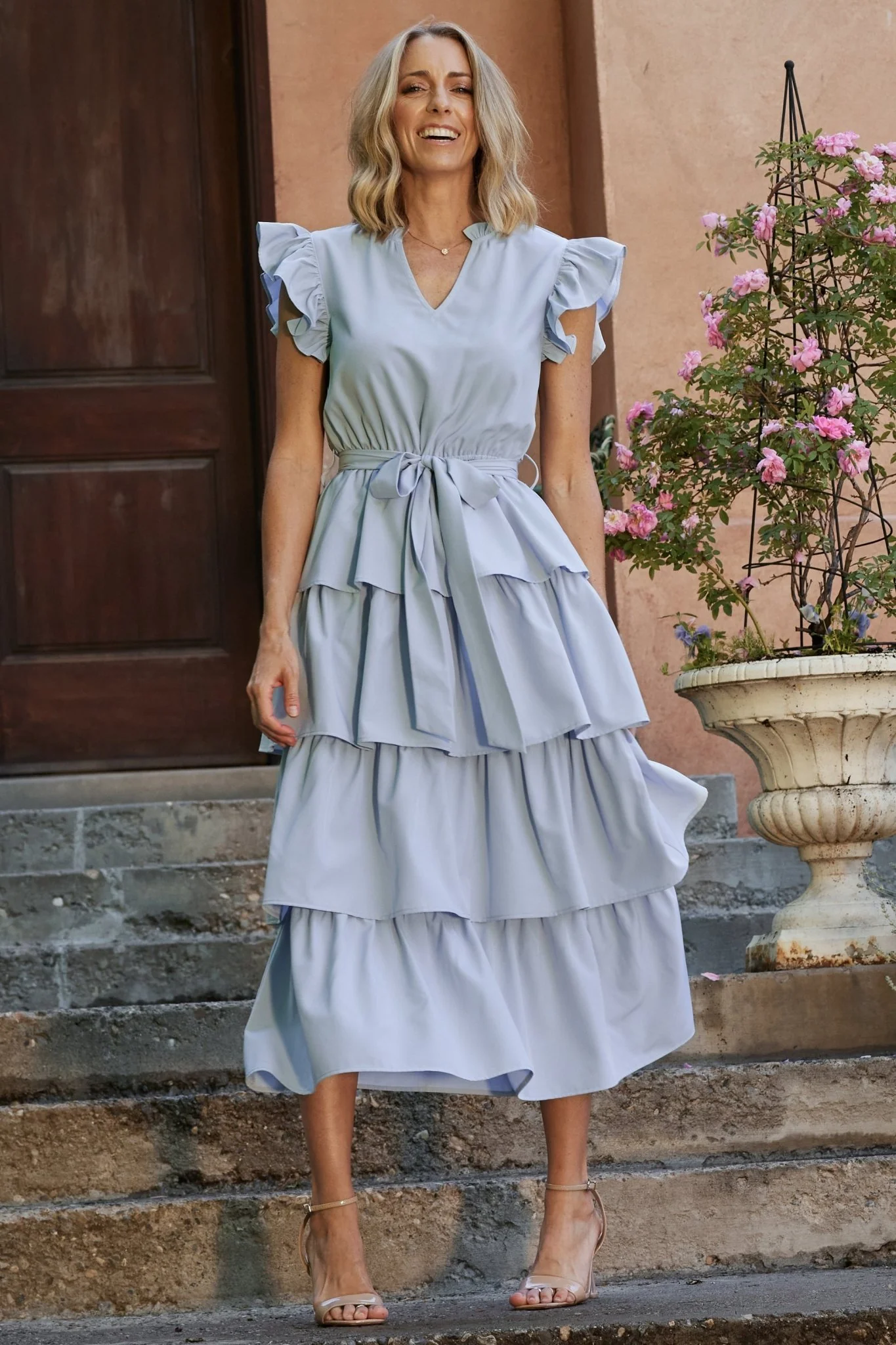 Chrysanthi Tiered Dress | Light Blue