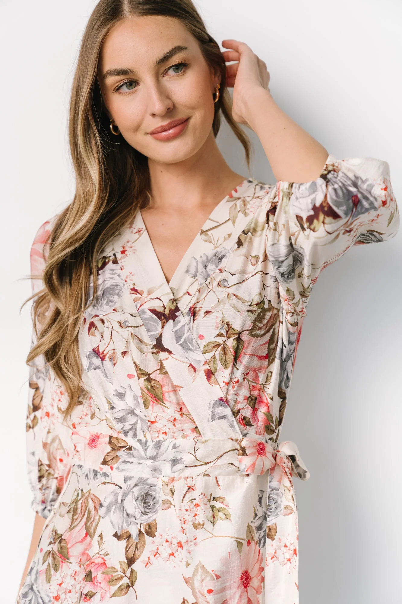 Fiorina Wrap Midi Dress | Ivory Multi Floral