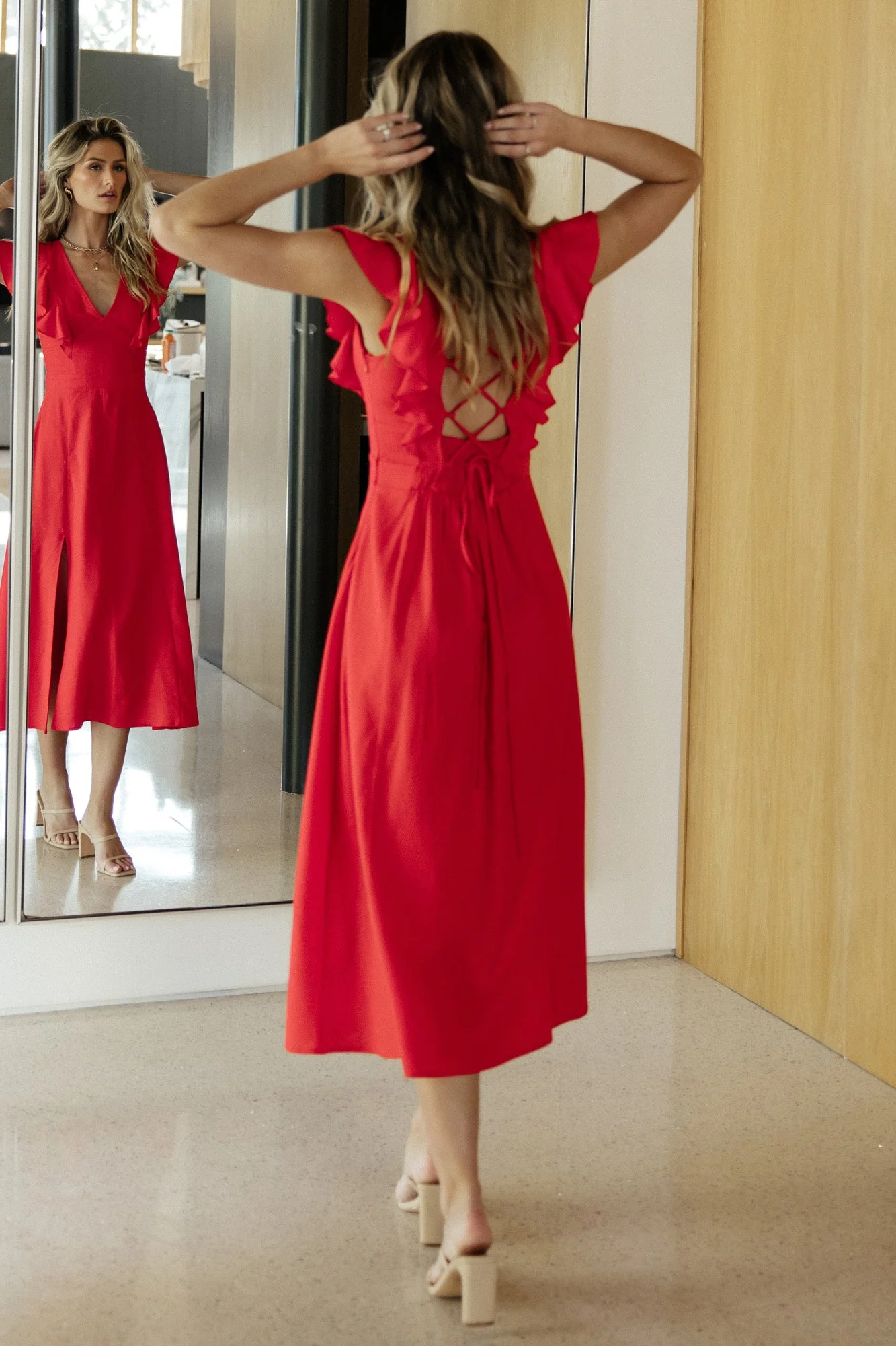 Elena Midi Dress | Red