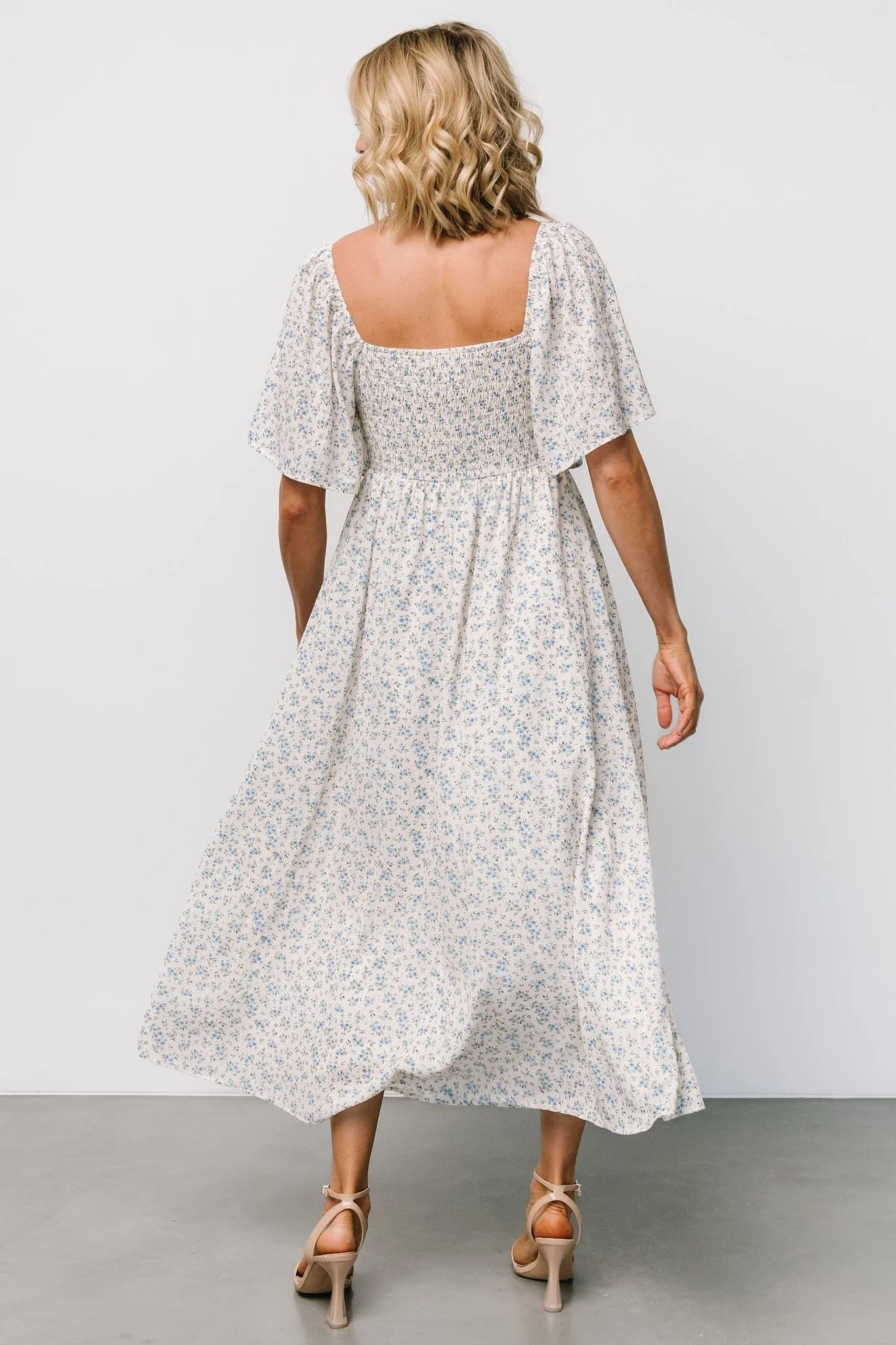 Carah Tie Dress | Off White + Blue Floral